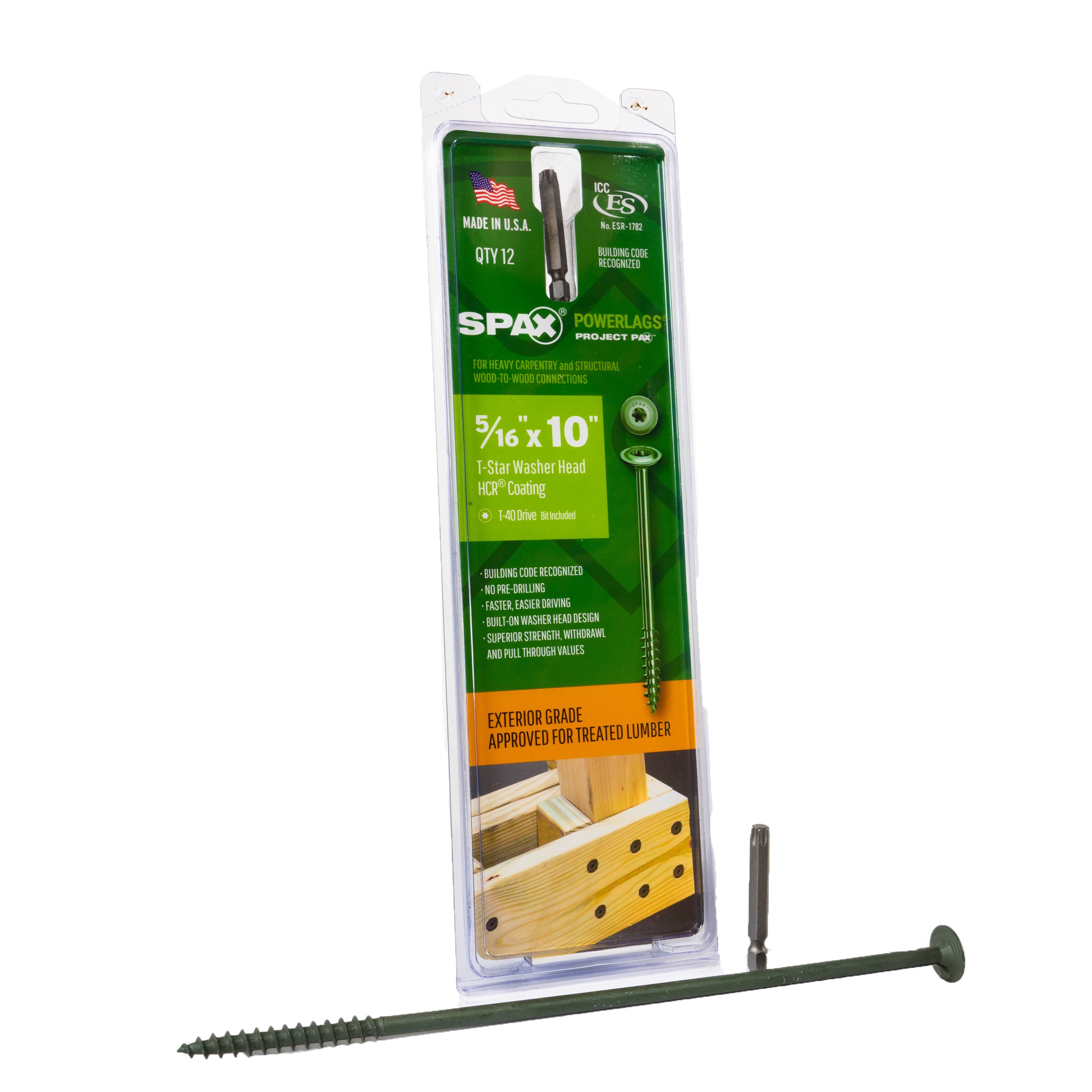 SPAX 45818208025443 5/16-in x 10-in Black Coated Washer -Head Exterior Structural wood screws 12 -Pack