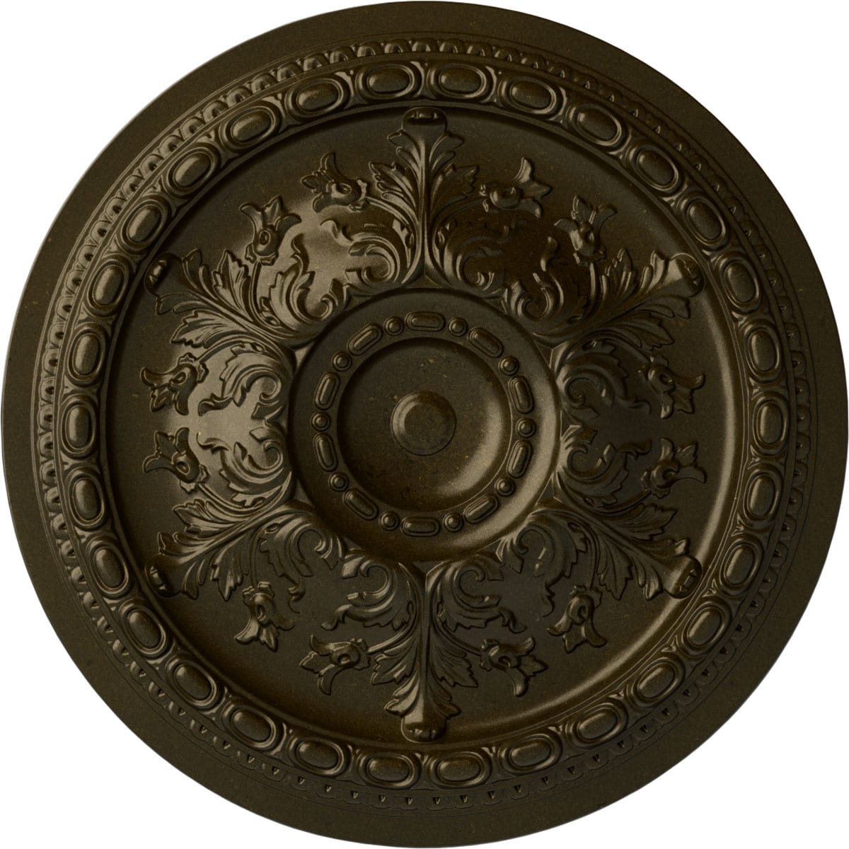 Ekena Millwork CM38OSGGS Oslo 38.375-in W x 38.375-in L Painted Green Gold Polyurethane Whole Ceiling Medallion
