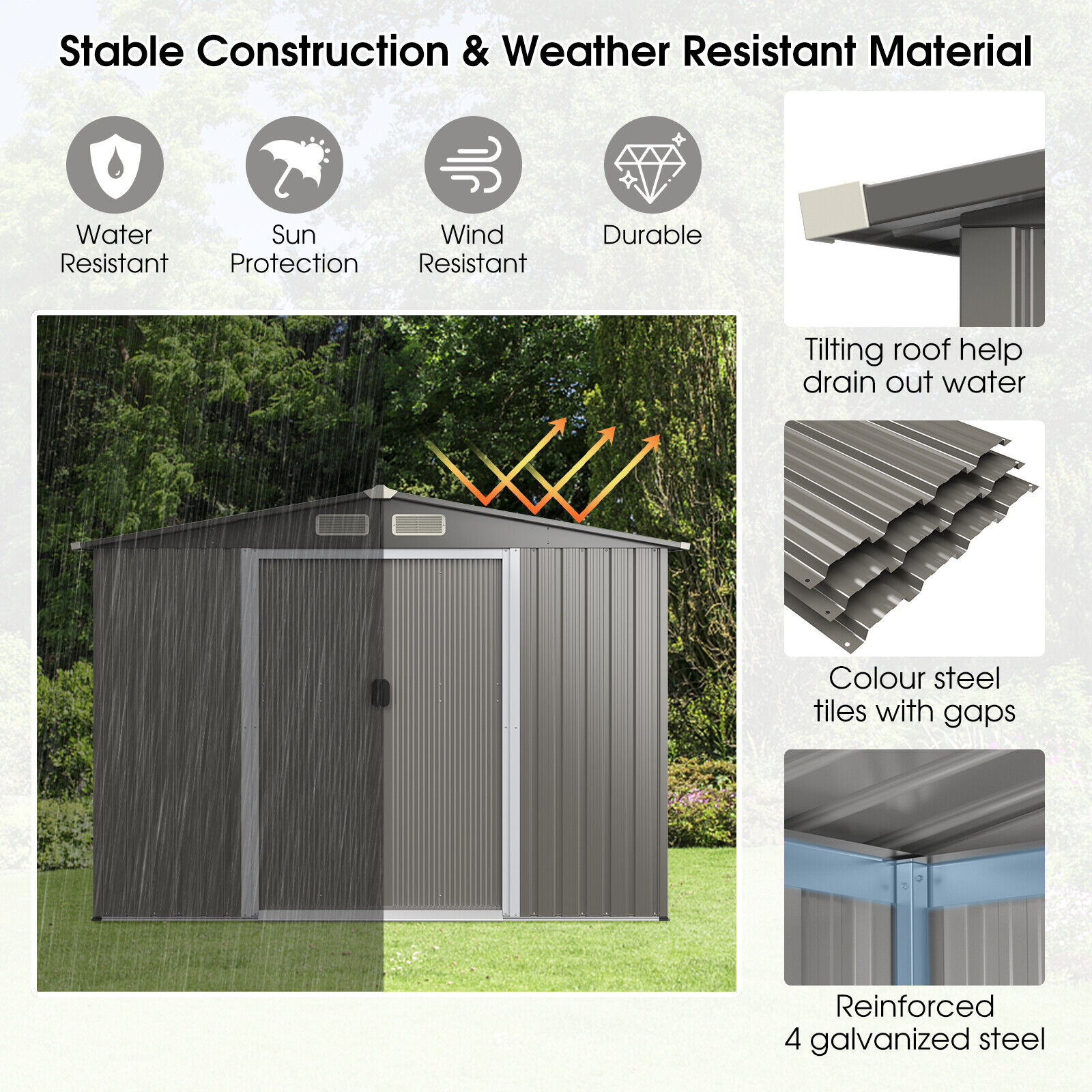 WELLFOR Galvanized Steel Storage Shed in the Metal Storage Sheds ...