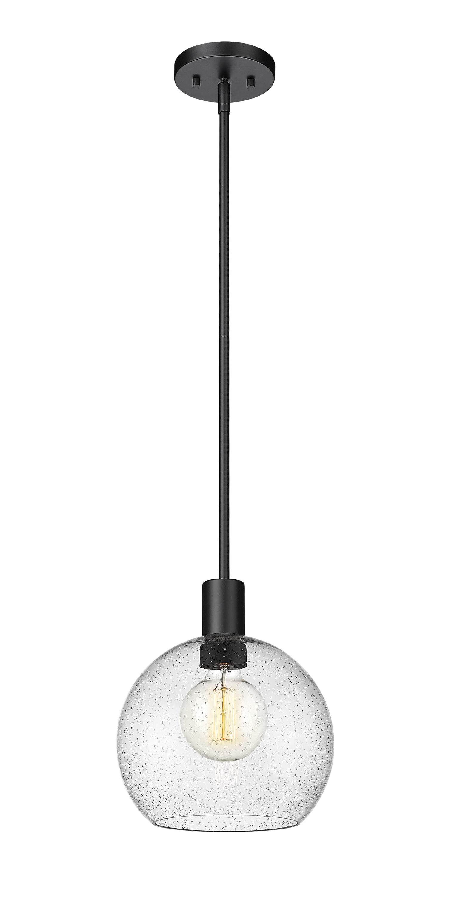 Z-Lite 7501P10-MB Margo Matte Black Modern/contemporary Seeded glass Dome Mini Hanging Pendant light
