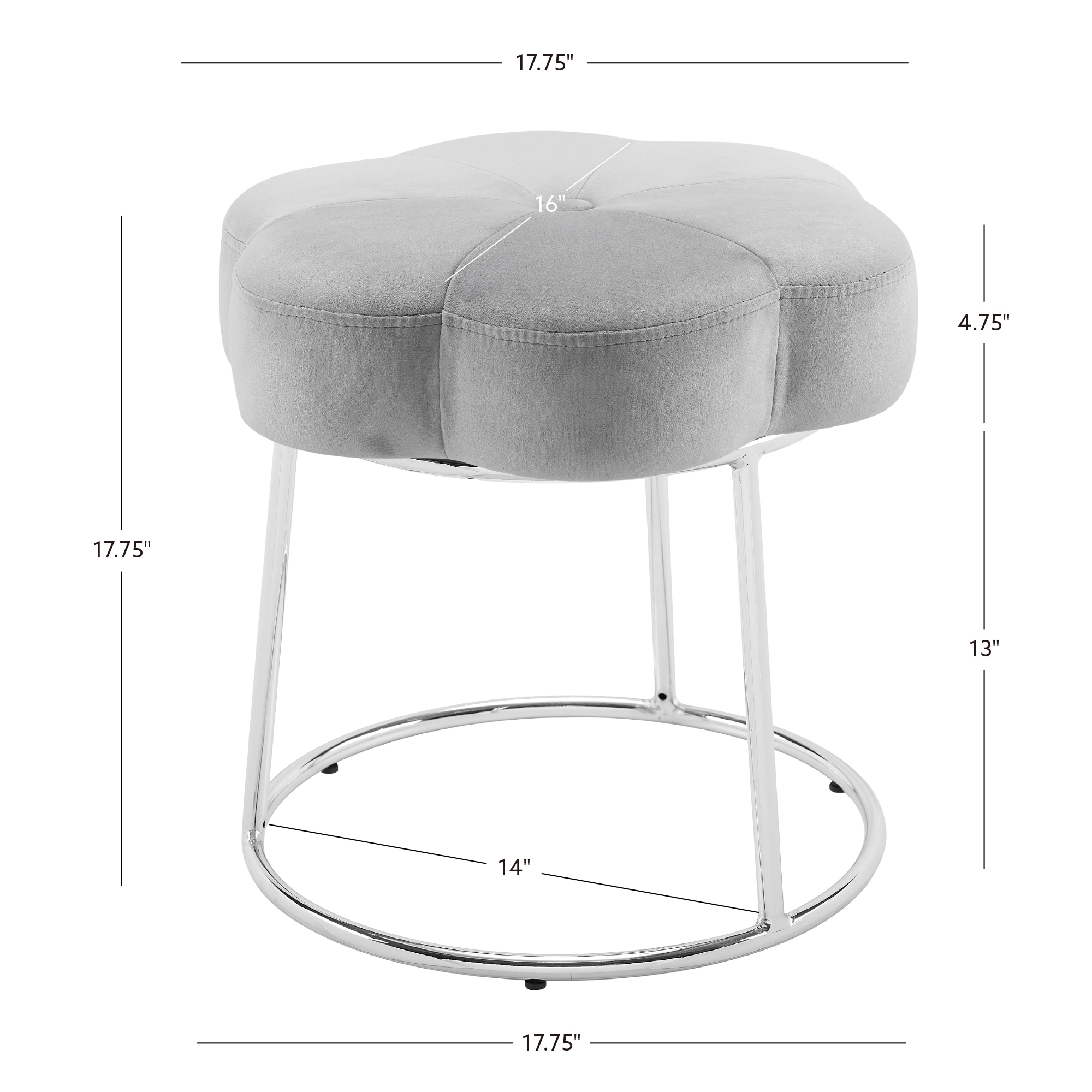 Linon 17.75-in H Grey Flower Makeup Vanity Stool in the Makeup Vanity ...