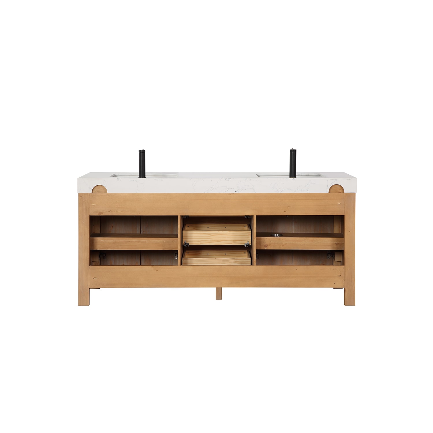 Leon 72" Fir Wood Brown Double Vanity with Composite Top