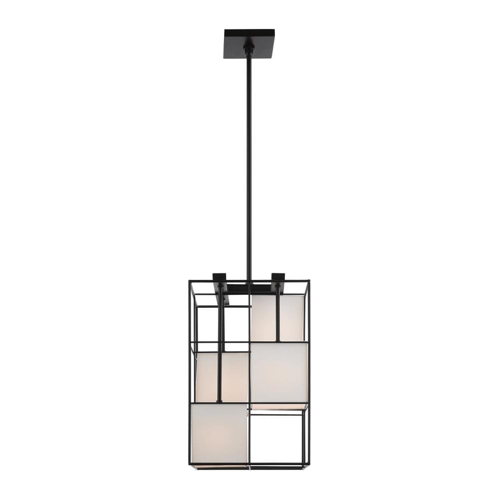 Trondheim 4-Light Crystal & Black Fabric Shade Pendant