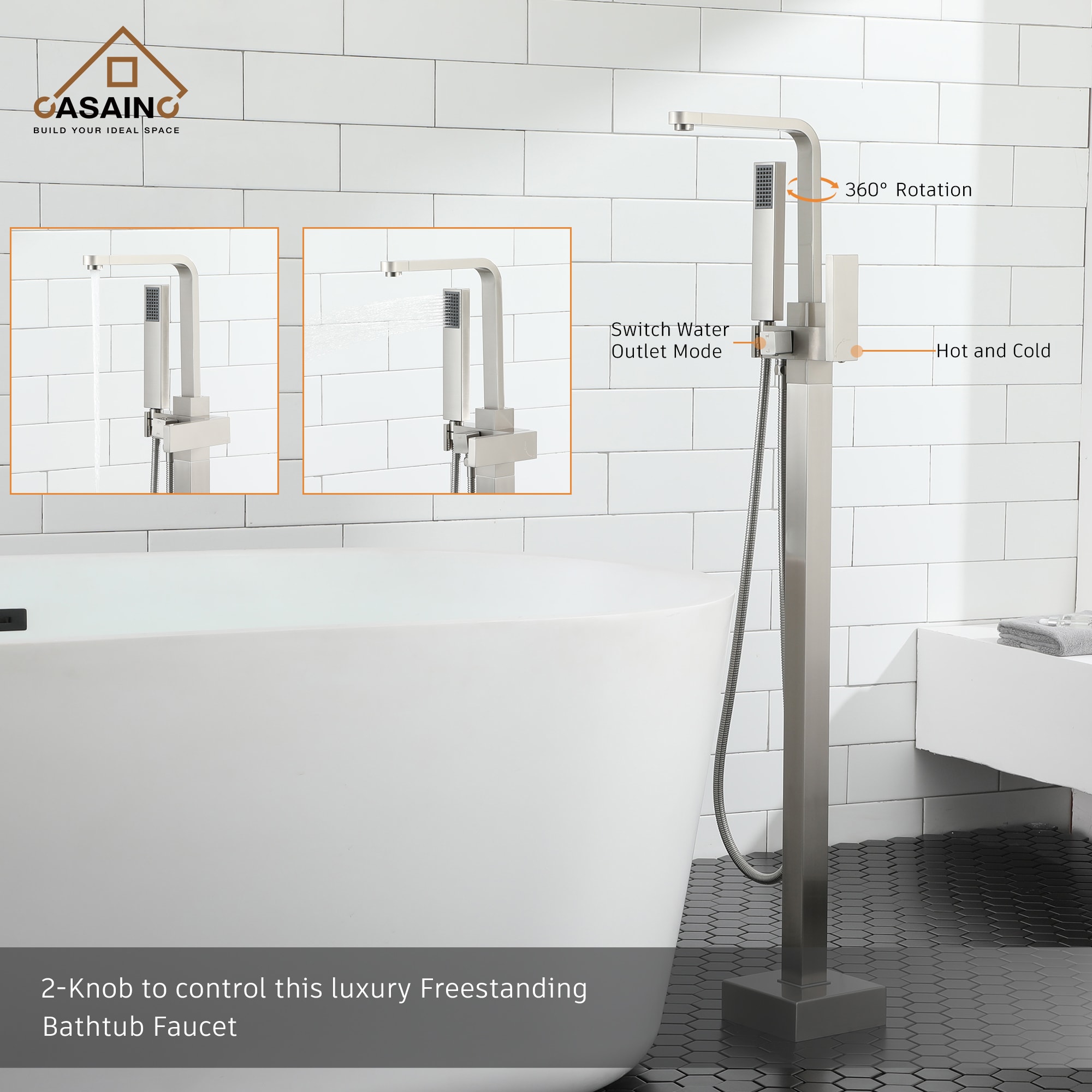 CASAINC TC11-BB Roman-Tub-Faucets - View #5