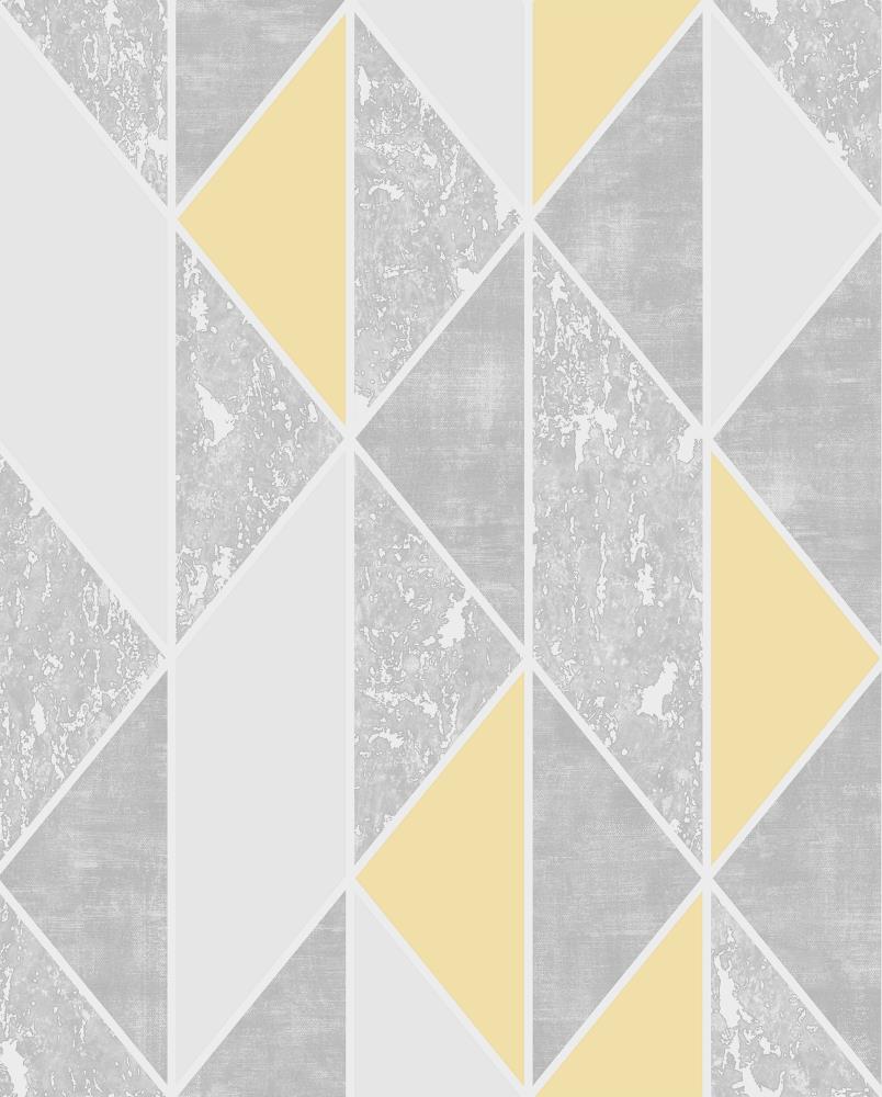 Graham & Brown 106533 Milan 56-Sq. Feet Grey/Yellow Vinyl Textured Stripes Unpasted Wallpaper