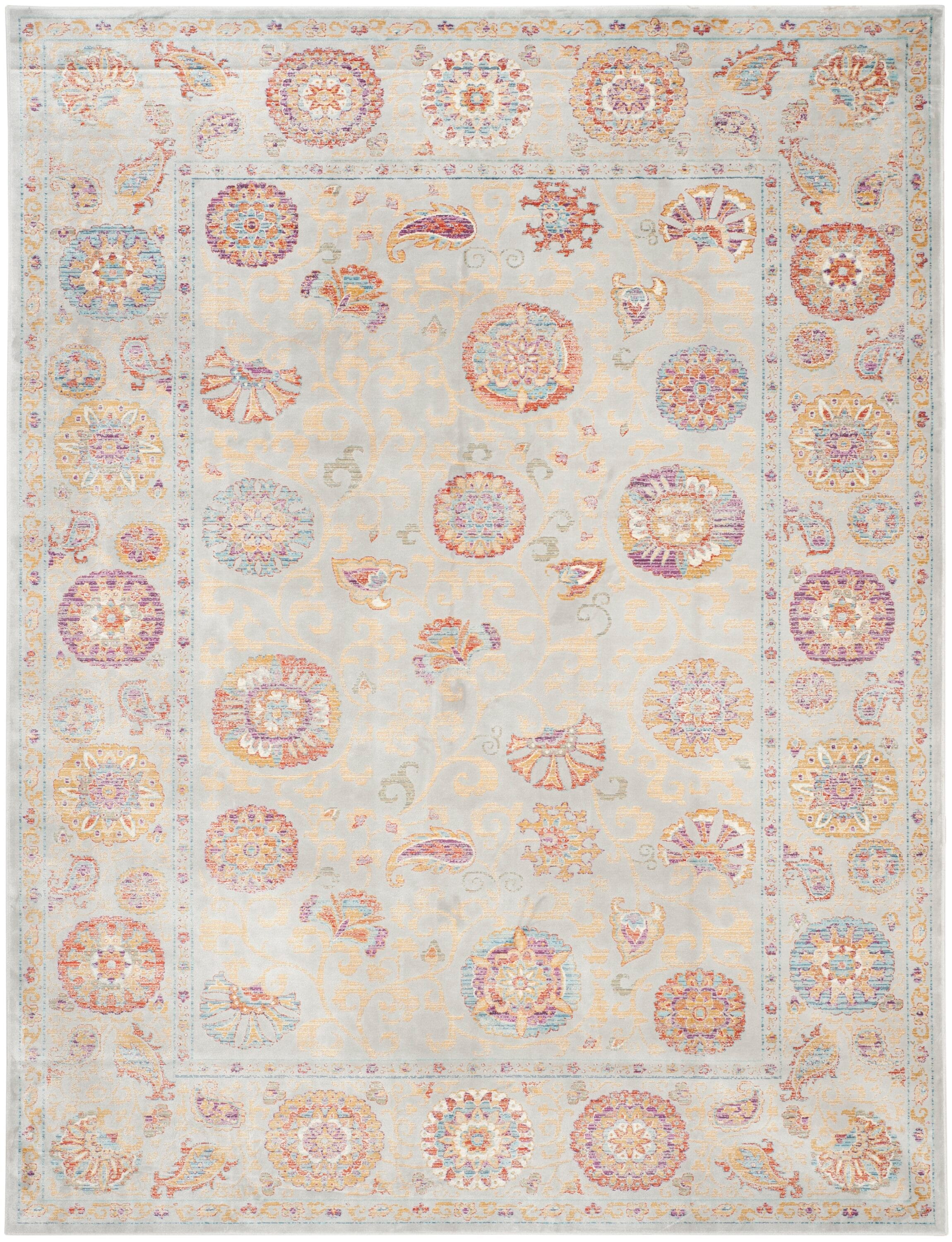 Safavieh SEV812D-8 Sevilla Ligure 8 x 11 (ft) Loomed Synthetic Silver/Multi Rectangular Indoor Floral/Botanical Vintage Area rug
