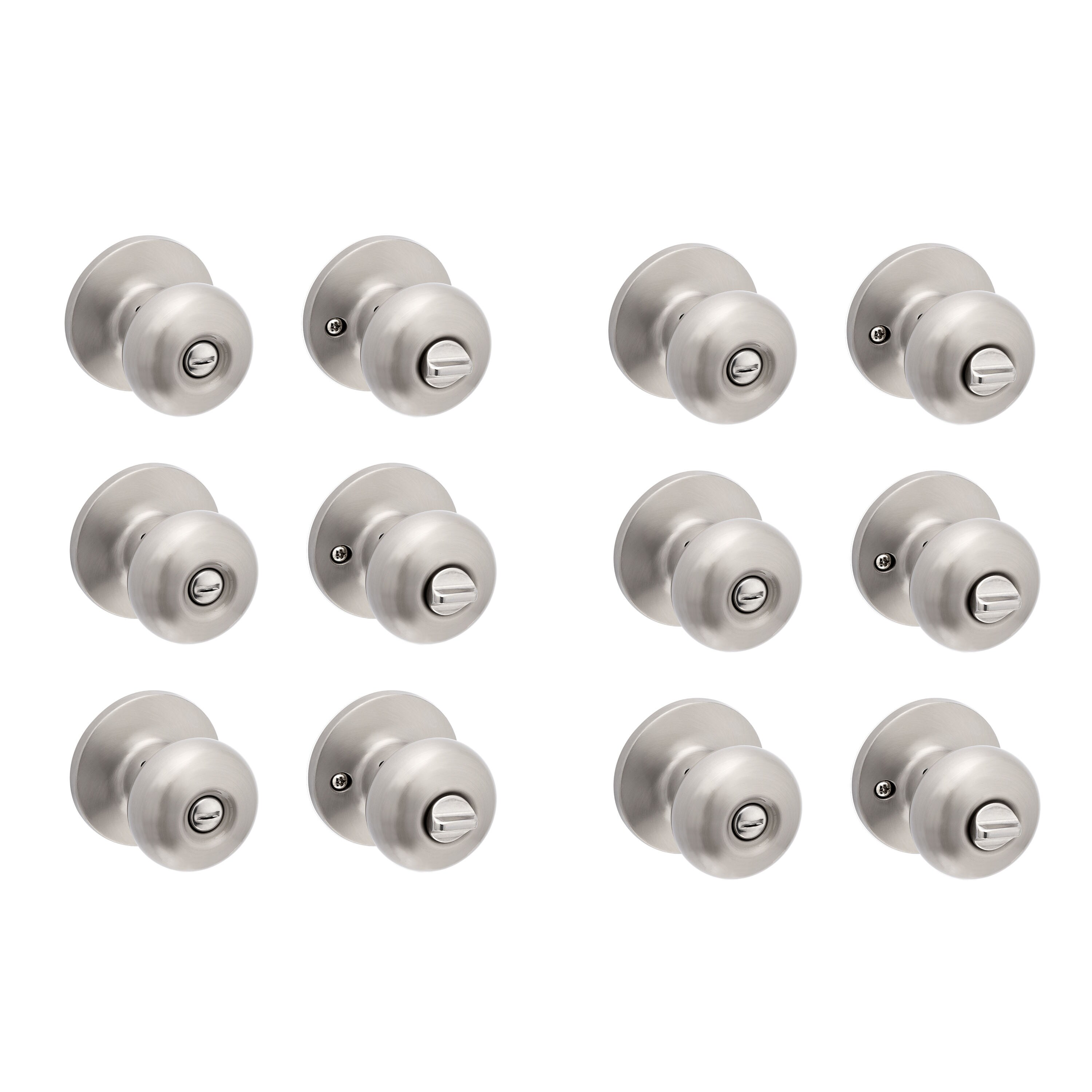 RELIABILT Baron Satin Nickel Bed/Bath Privacy Door Knob Contractor Pack ...