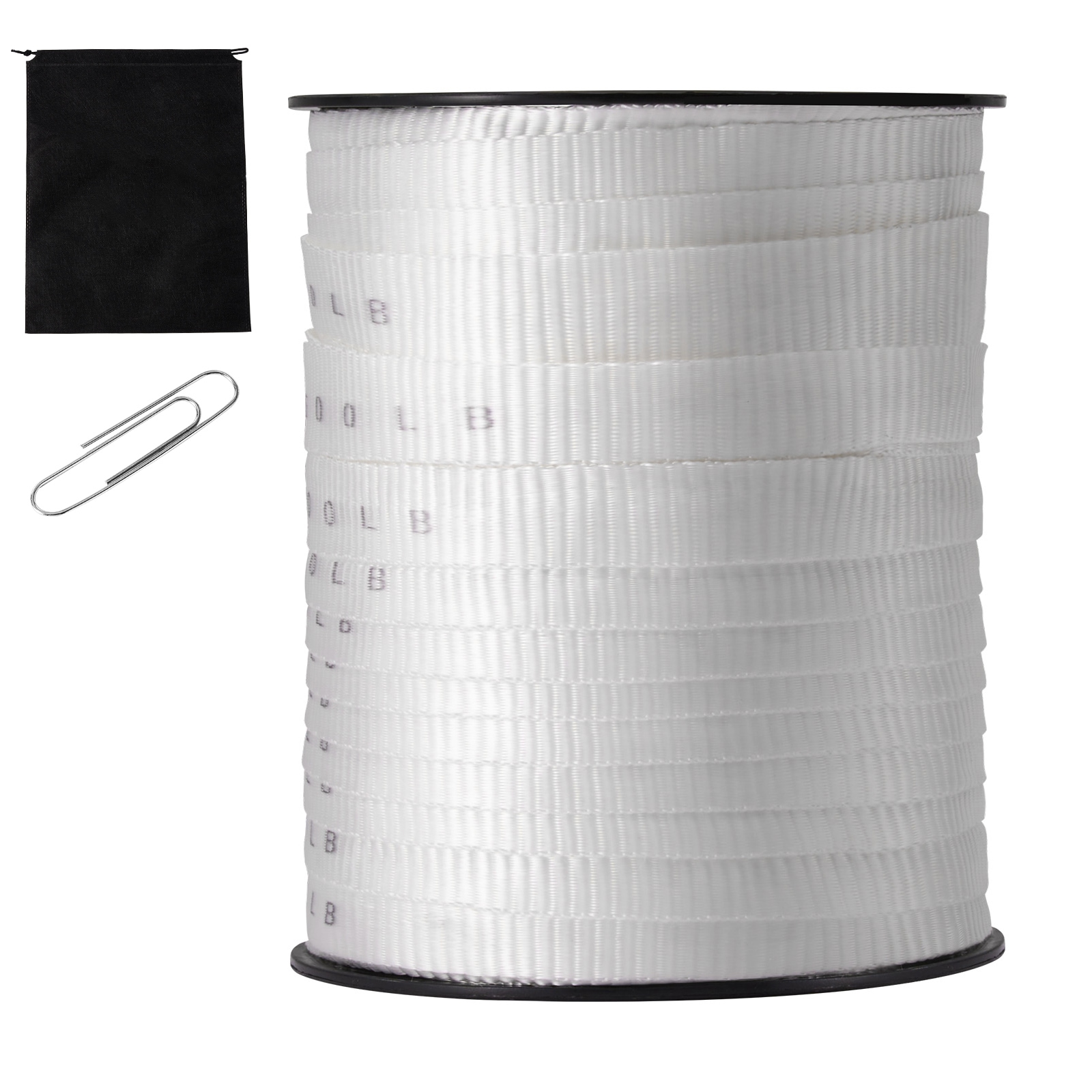 GIVIMO 265-ft by 0.75-in White Polyester Mule Tape 2500-lbf Pull Tape with PP Sleeve and Storage Bag for Cable Pulling and Wire Work #LW038GIVSS362