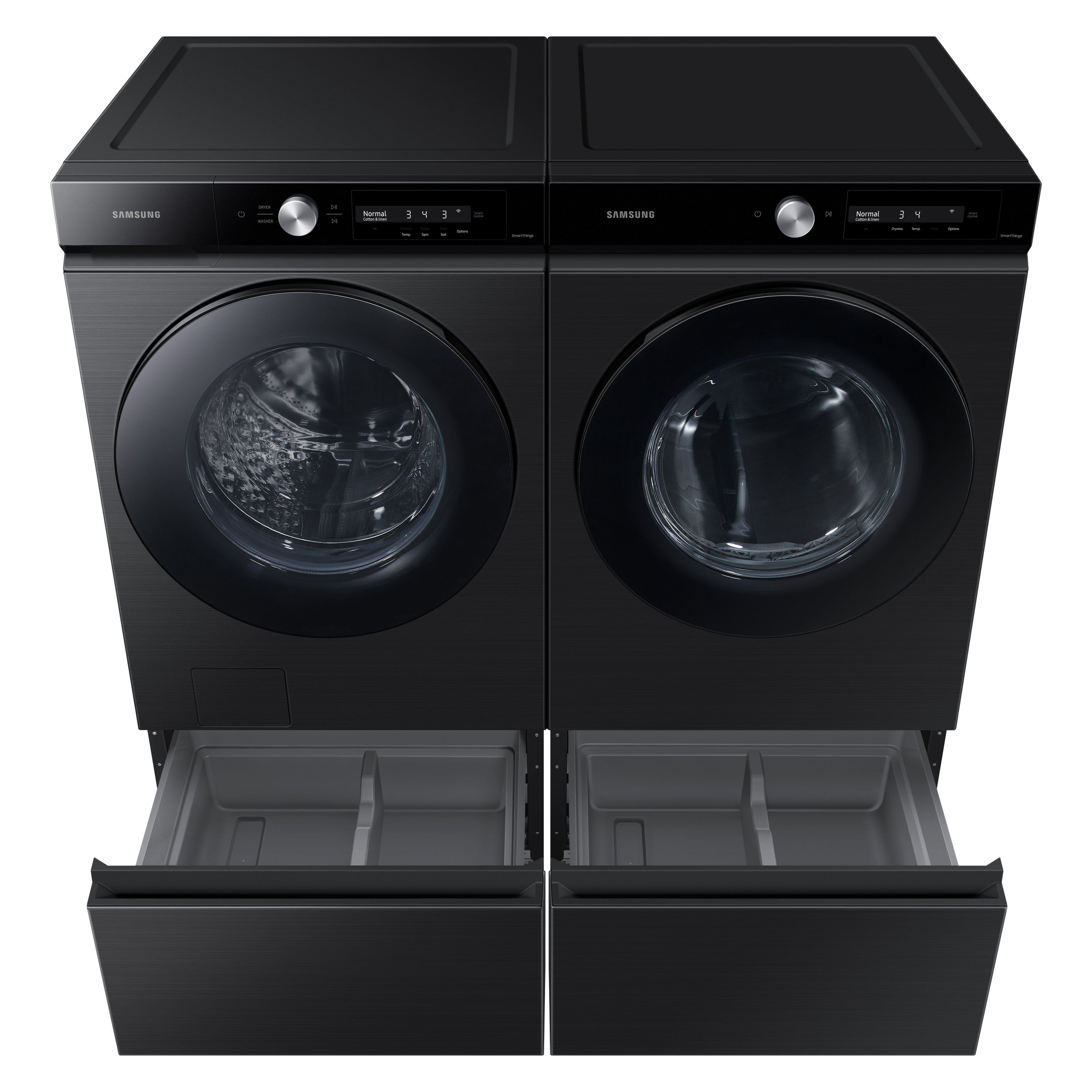 Samsung Bespoke 4.6-cu ft High Efficiency Stackable Steam Cycle Smart  Front-Load Washer (Brushed Black) ENERGY STAR at