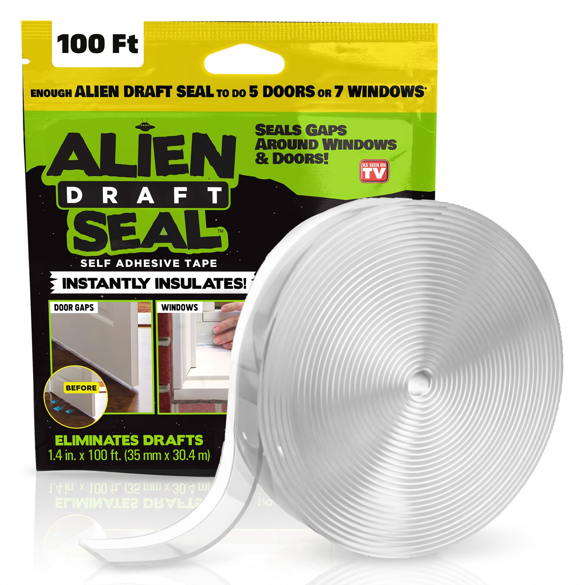 Alien Tape 100-ft x 1-1/4-in x 3/4-in Clear Silicone Draft guard Weatherstrip