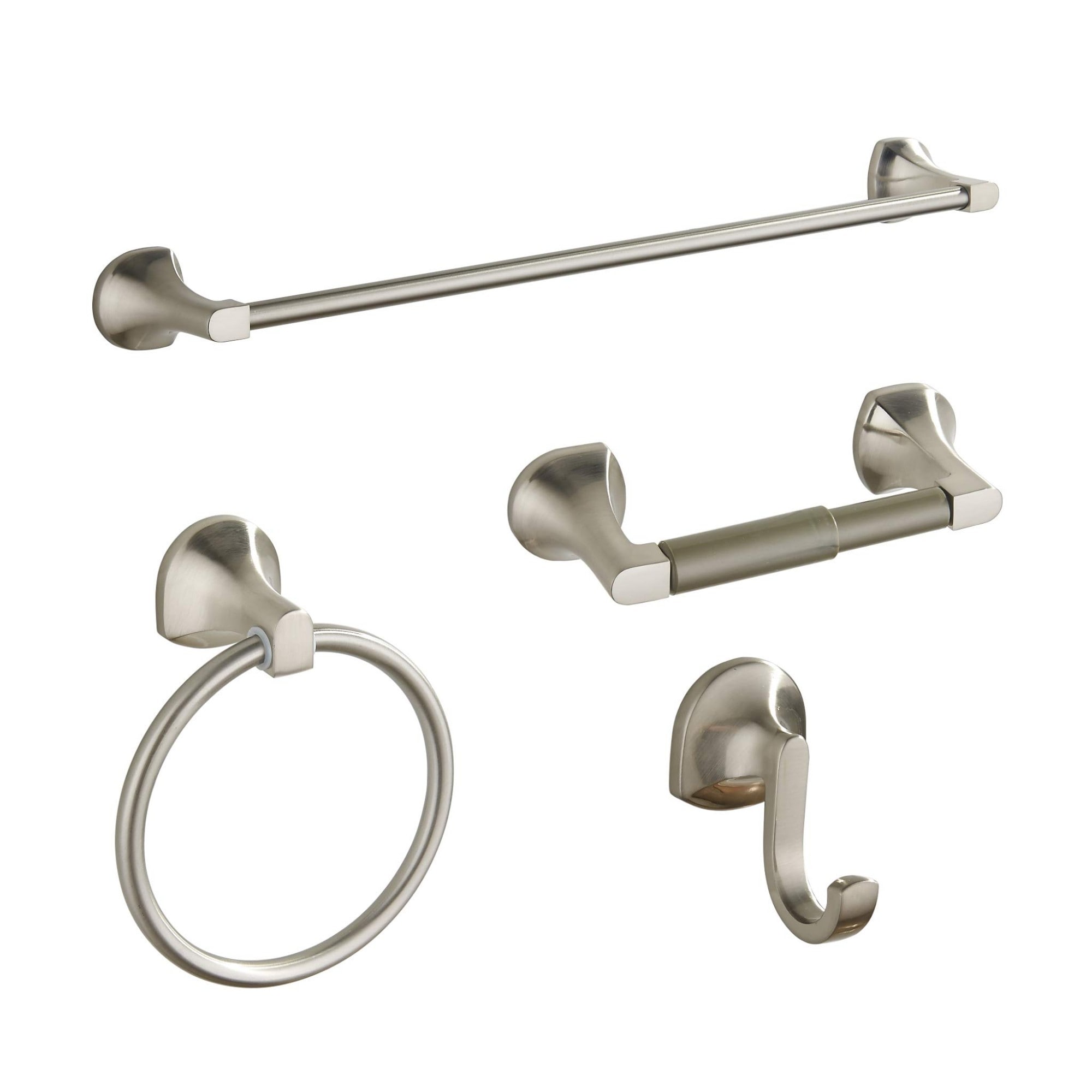Numhew 24in L 4-Piece Brushed Nickel Adjustable Expandable Towel Bar Toilet Paper Holder Towel Ring Robe Hook Bathroom Hardware Set #NHBEN33478