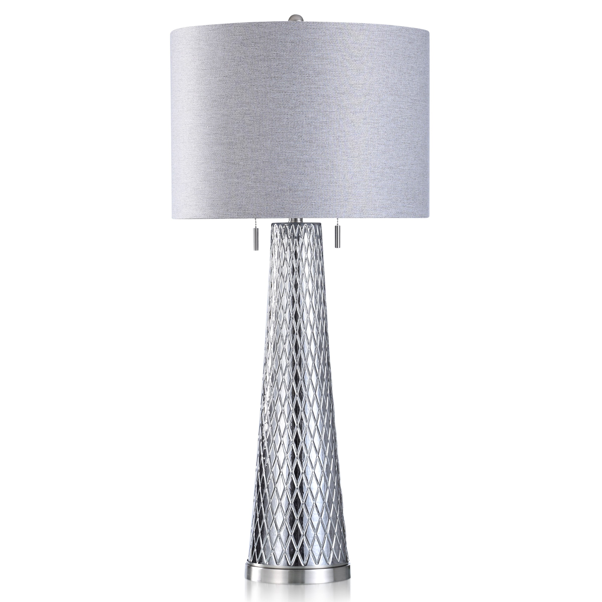 StyleCraft Home Collection L331151DS Elyse Metallic Silver Smoke On/Off Switch Table Lamp with Plastic Shade
