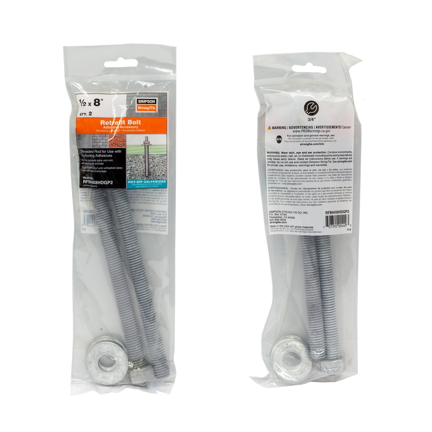 Simpson Strong-Tie RFB#4X8HDGP2 1/2-in 1/2-in x 8-in Galvanized Interior/Exterior Anchor Bolt 2 -Count