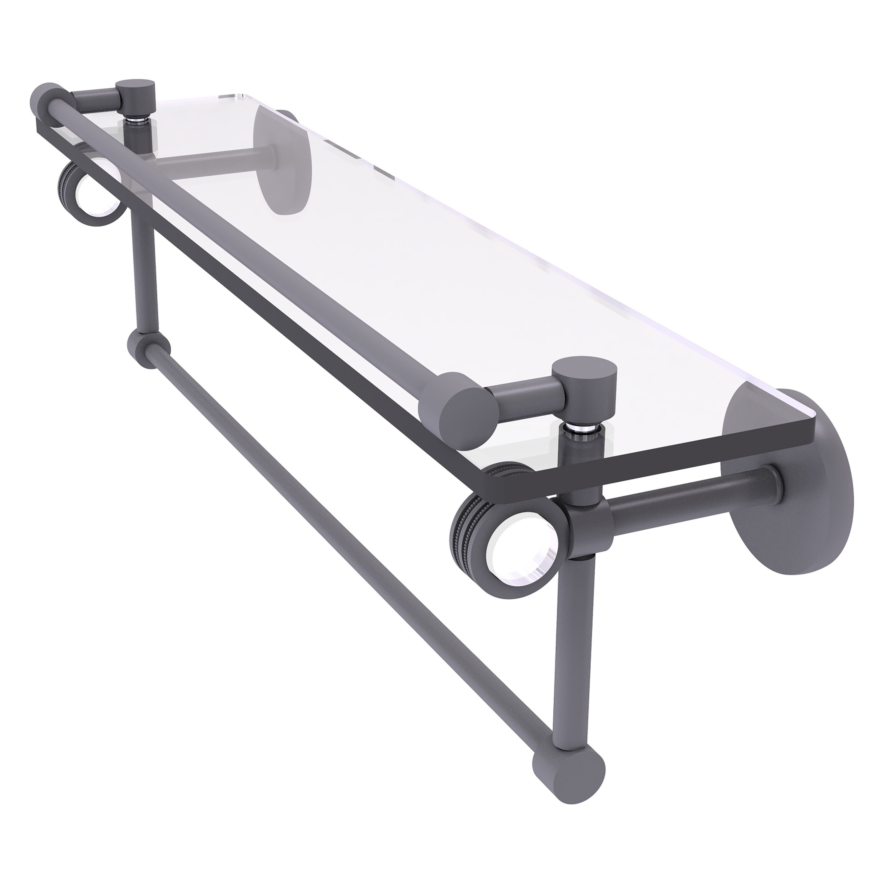 Allied Brass CV-1TBD-22-GAL-GYM Clearview Matte Gray Wall mount Bathroom Shelf ( 22-in x 6.7-in x 5-in )