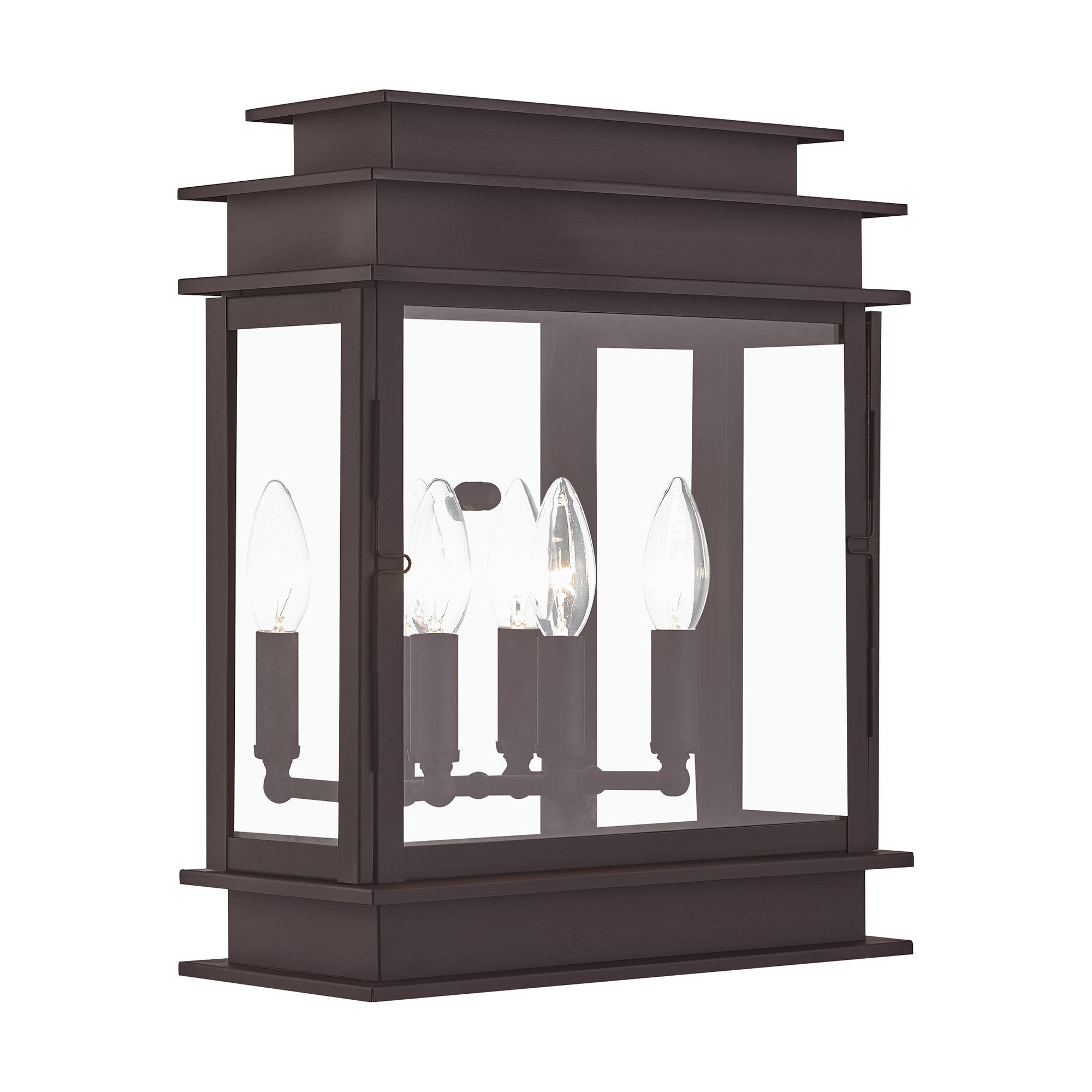 Livex Lighting 20204-07 Princeton 3 -Light 15.25-in H Matte Bronze Hardwired Outdoor Wall Light
