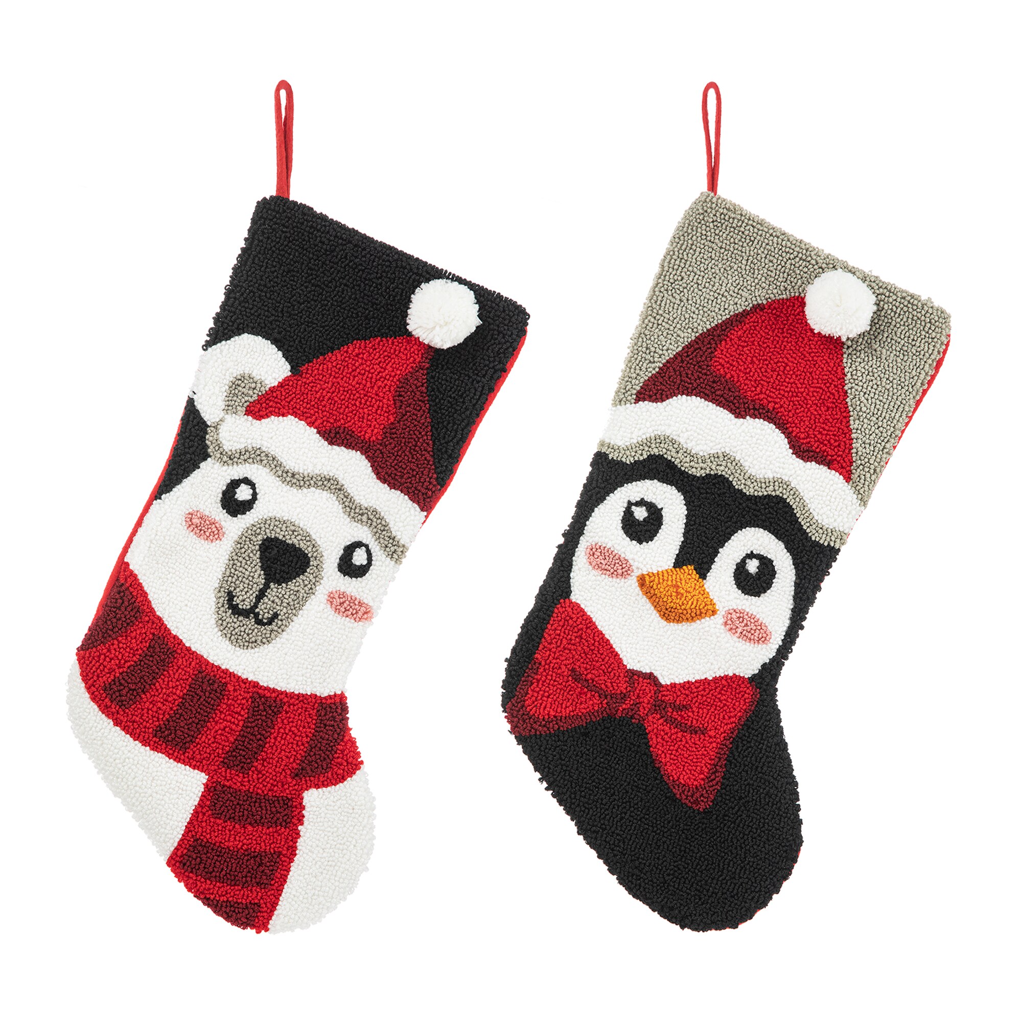 Reindeer Hooked Christmas Stocking - Glitzhome