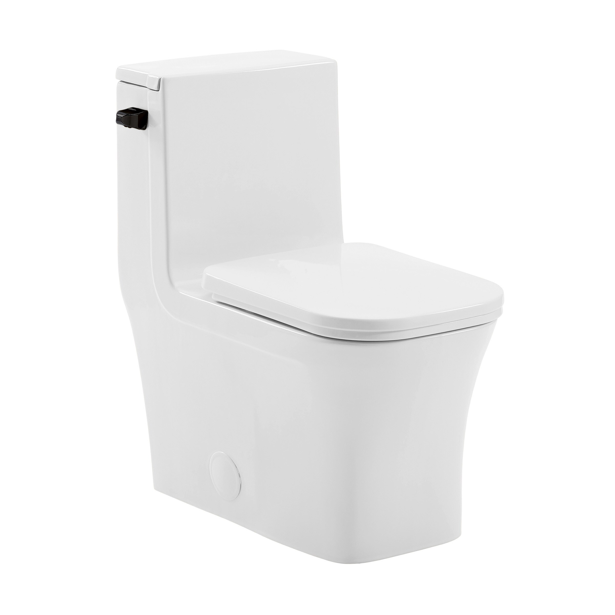 Swiss Madison SM-25-1TBAS09WH Bastille Glossy White Square Standard height Smart Soft Close 1-piece Toilet 12-in Rough-In 1.28 GPF