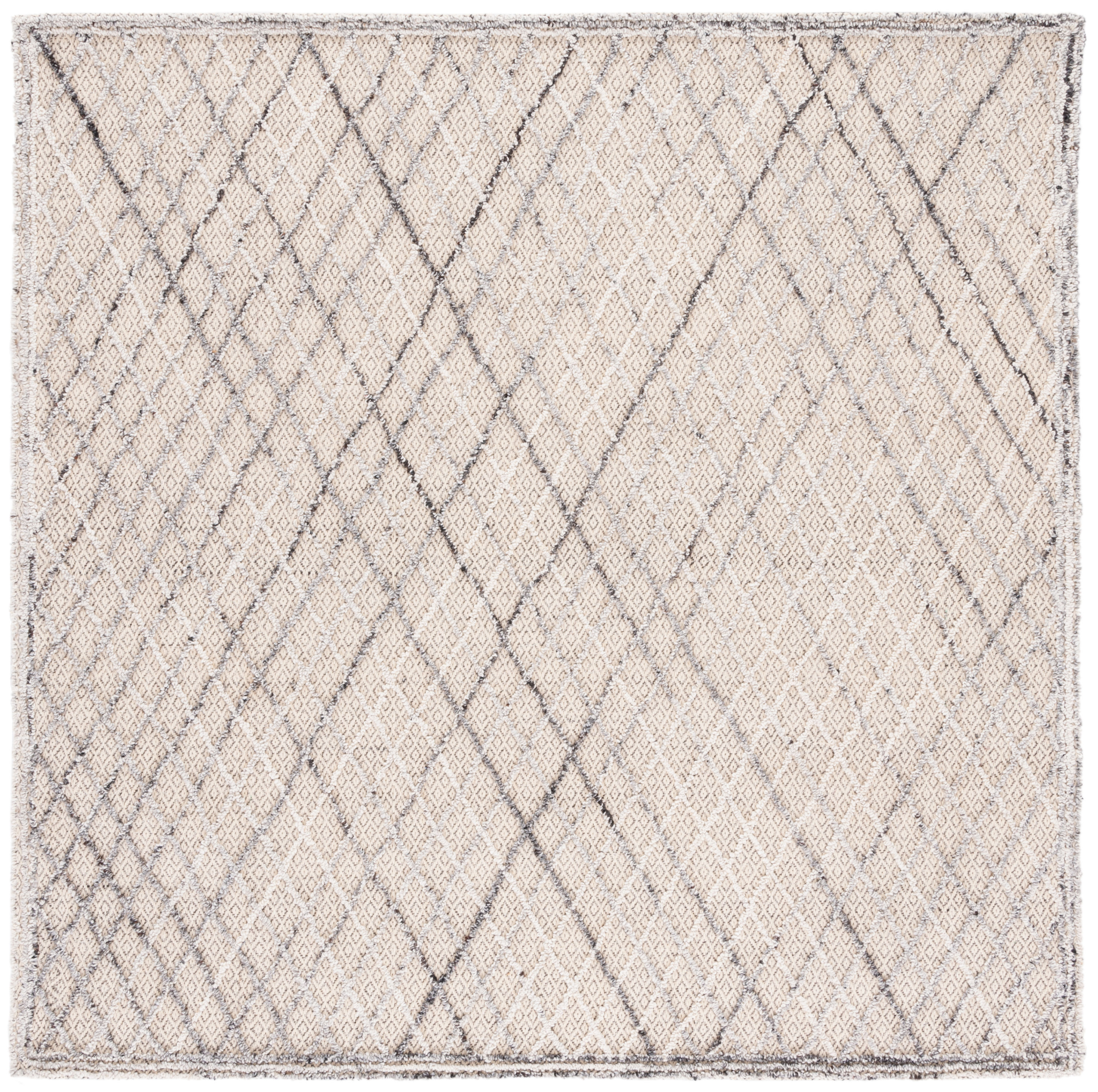 Safavieh TRC204F-6SQ Trace Mery 6 x 6 (ft) Tufted Wool Gray/Ivory Square Indoor Geometric Farmhouse/Cottage Area rug