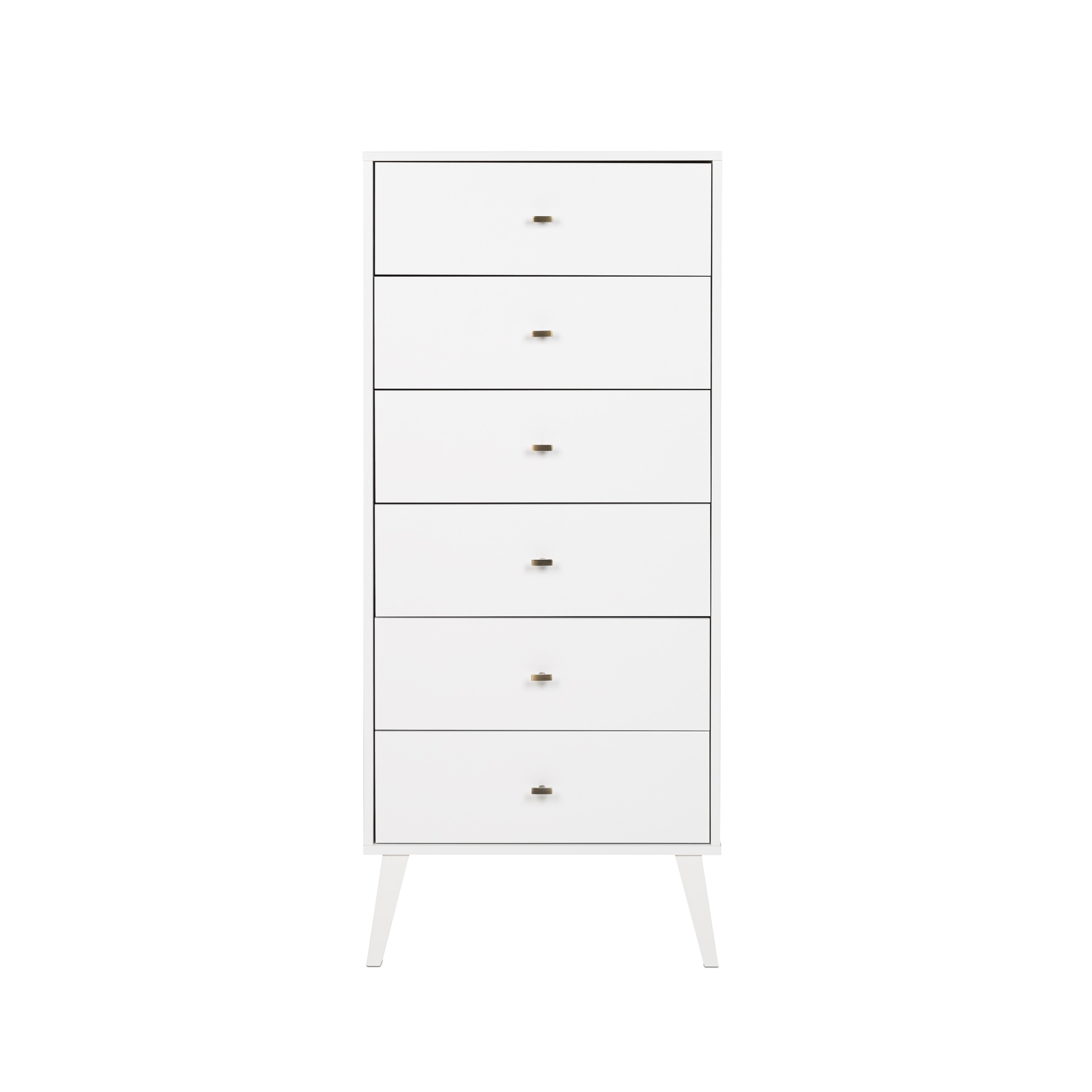 Milo Mid-Century Modern Tall 6-Drawer Lingerie Chest in White