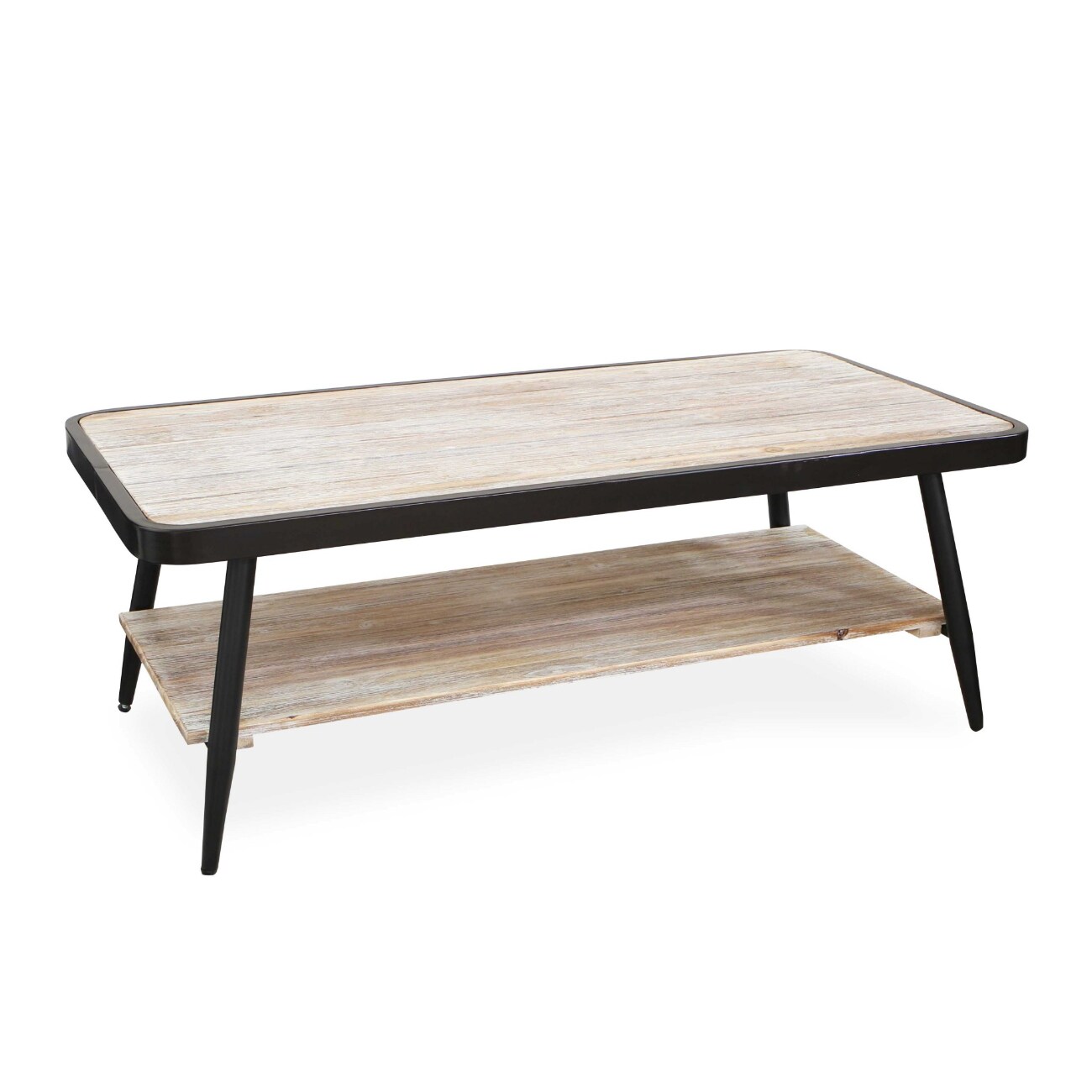 HomeRoots 4000379854 Industrial Style Distressed Whitewash and Gray Coffee Table