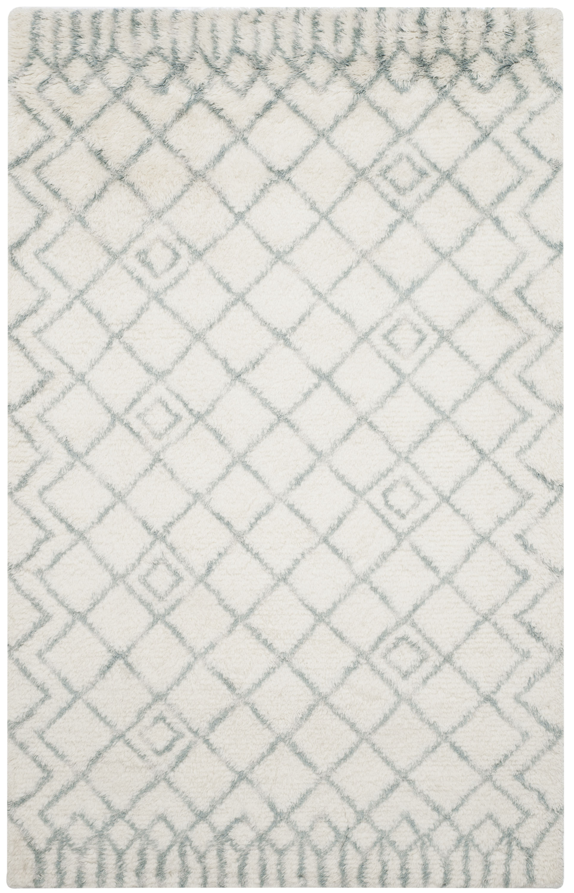 Safavieh CSB894D-4 Casablanca Santina 4 x 6 (ft) Tufted Wool Ivory/Blue Rectangular Indoor Geometric Global Area rug