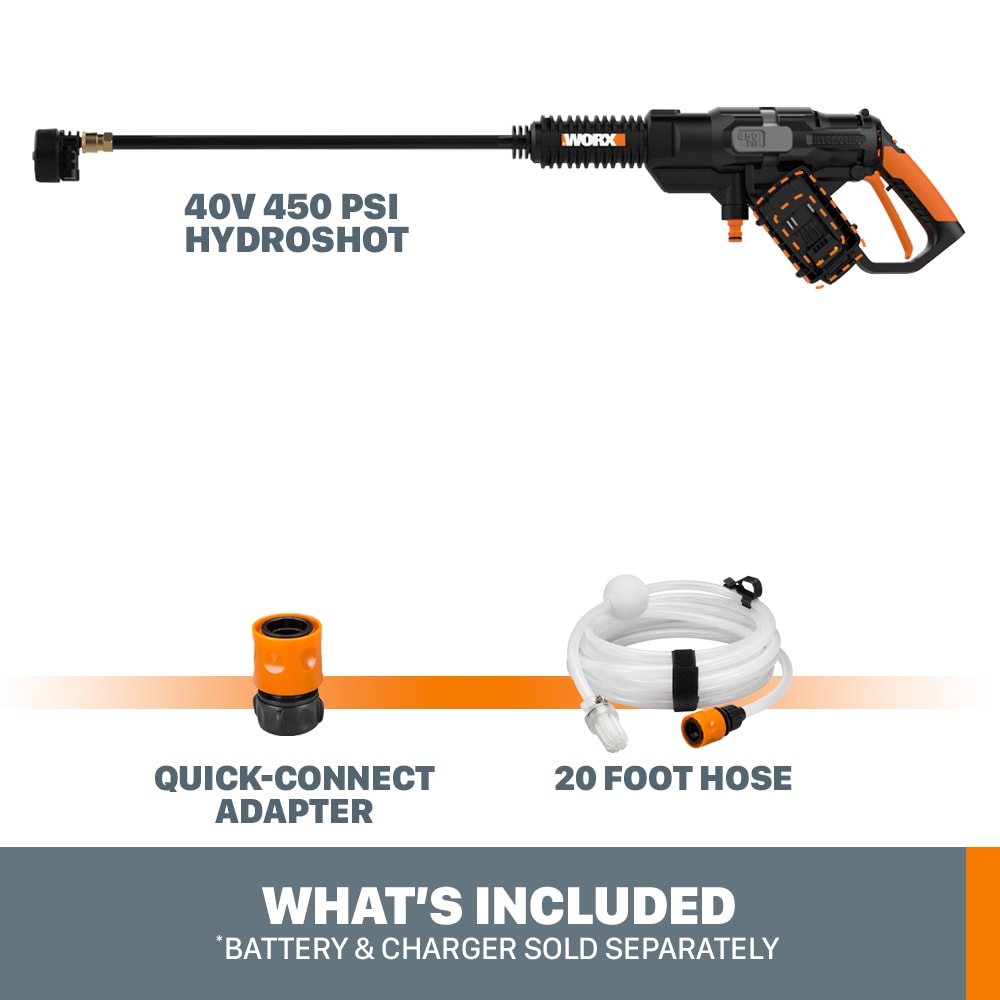 WORX Hydroshot 450 PSI 0.9 Gallons Cold Water Battery Pressure