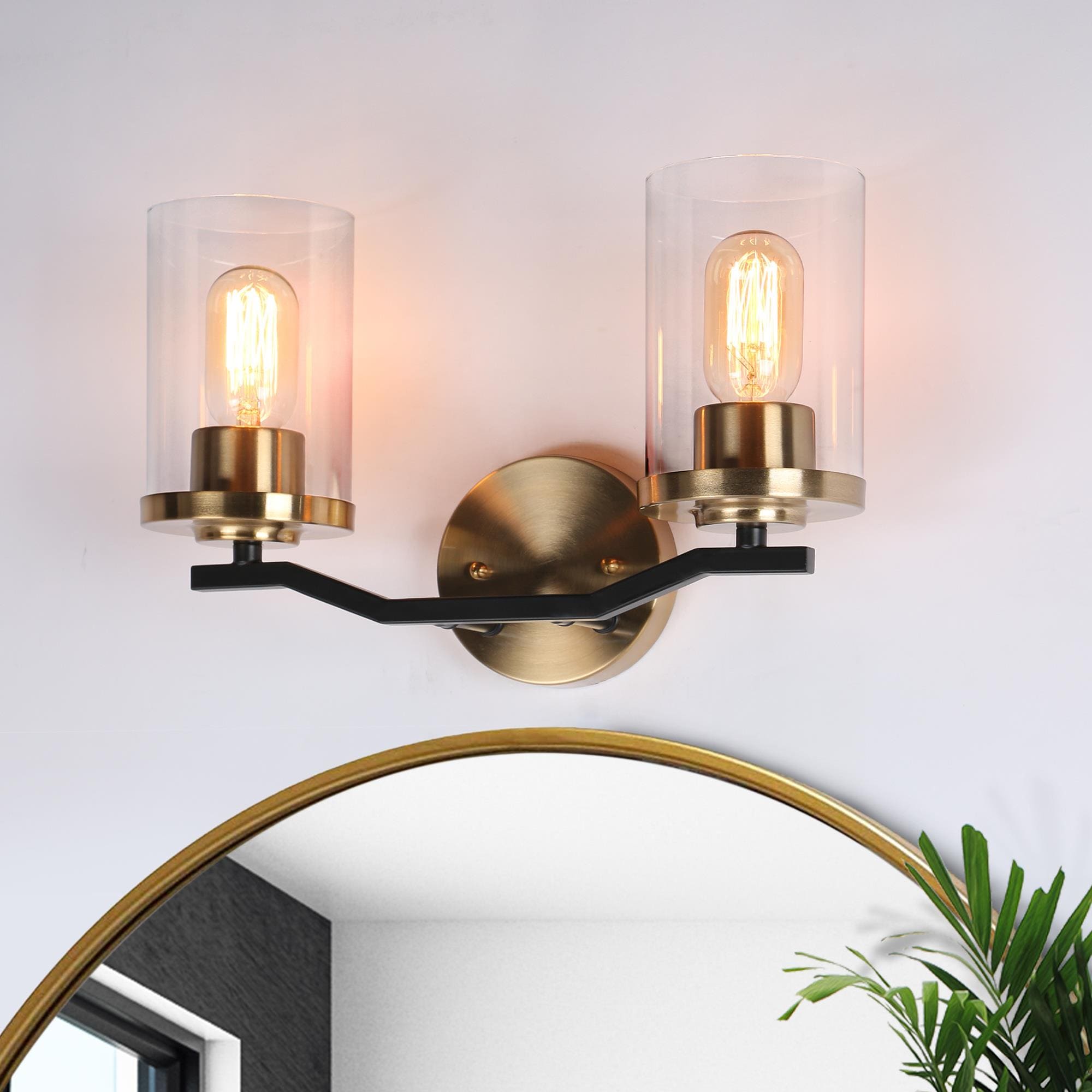 ZEVNI L3ZURQVVW4709S47 Fairyl 14-in 2 -Light Polished Gold Traditional Vanity light