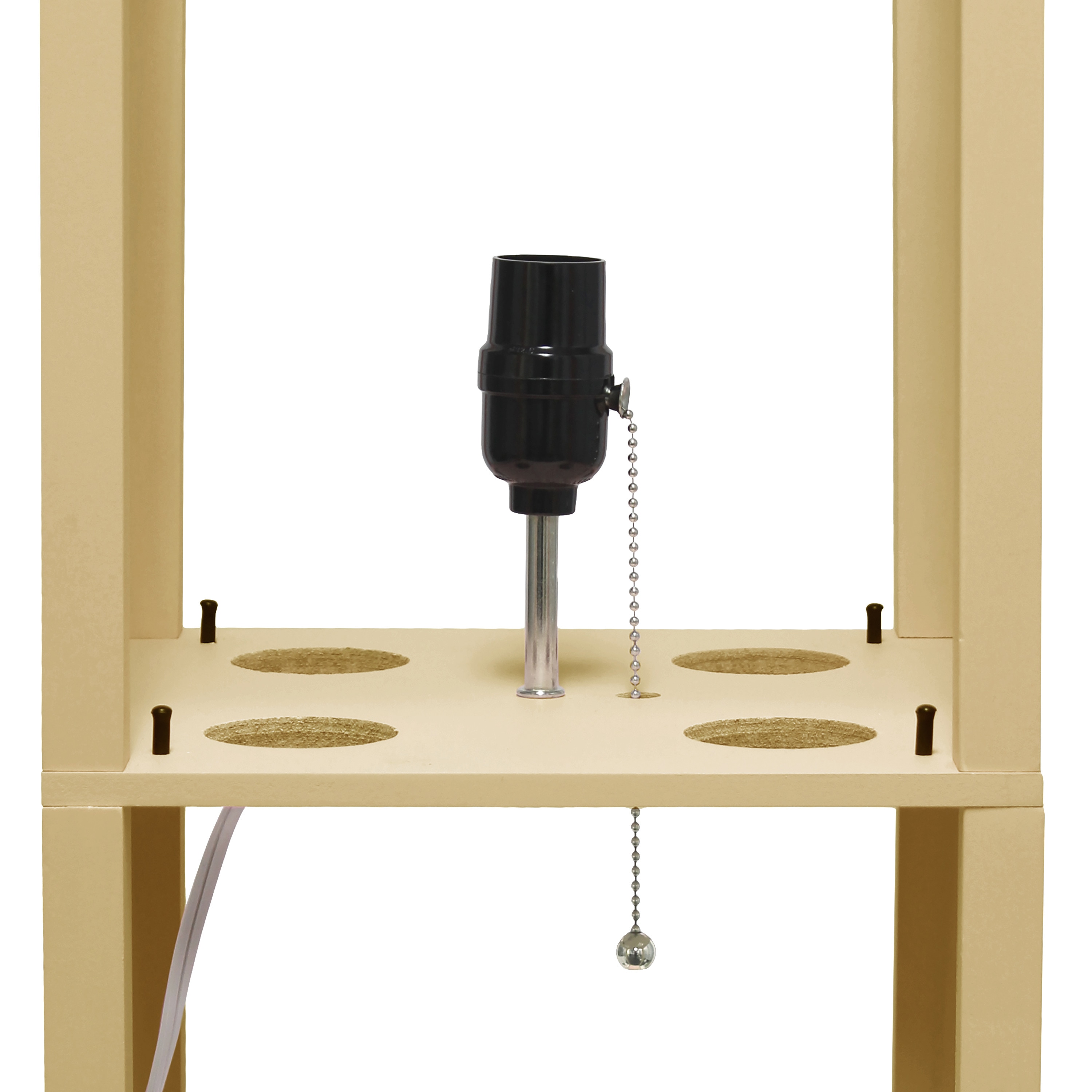 Tan Mixed Material Shelf Floor Lamp with Linen Shade