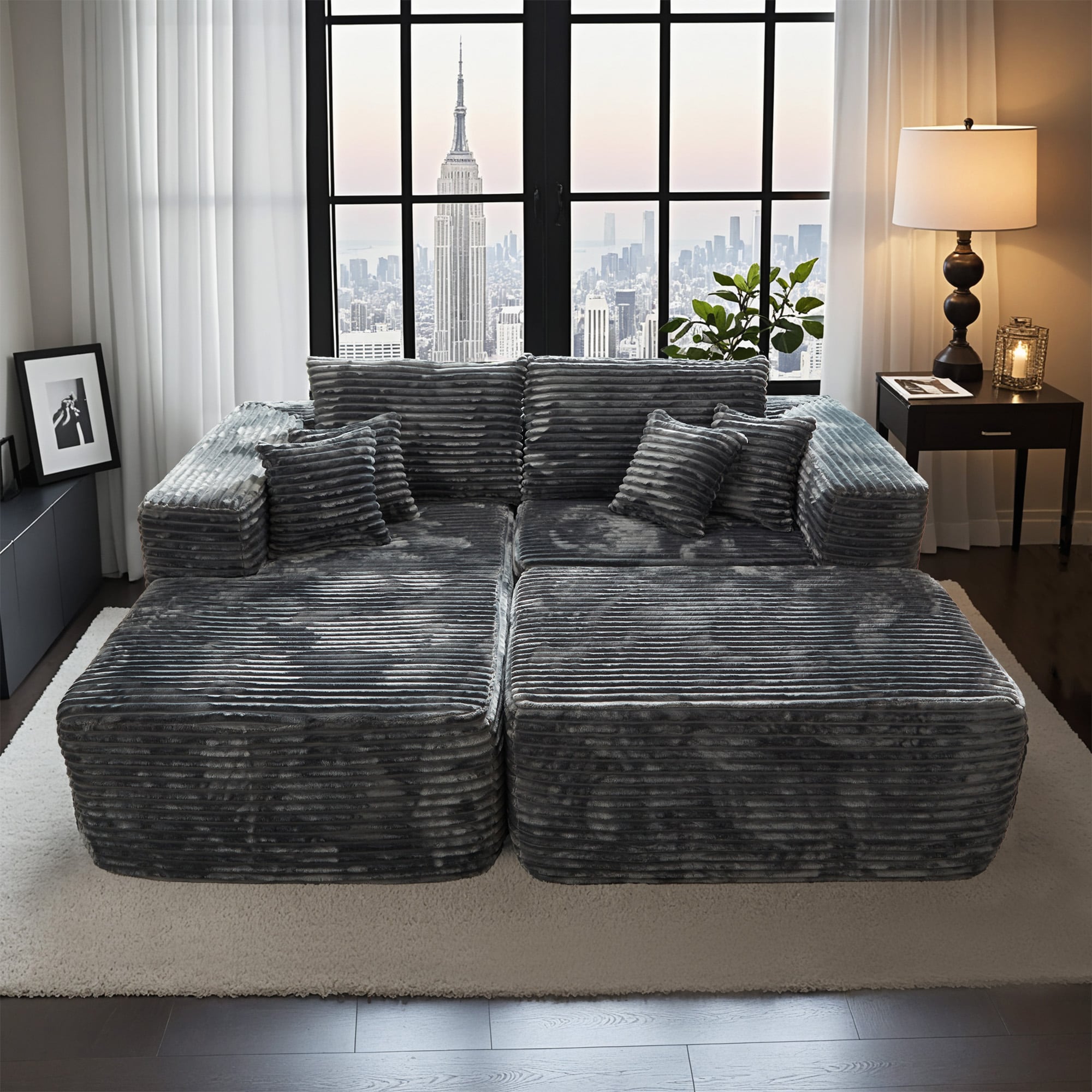 ALTRIGUS 6L-MOMOL910-AL 79.5-Inches Casual Left Chaise-Gray 3 -seater Sectional