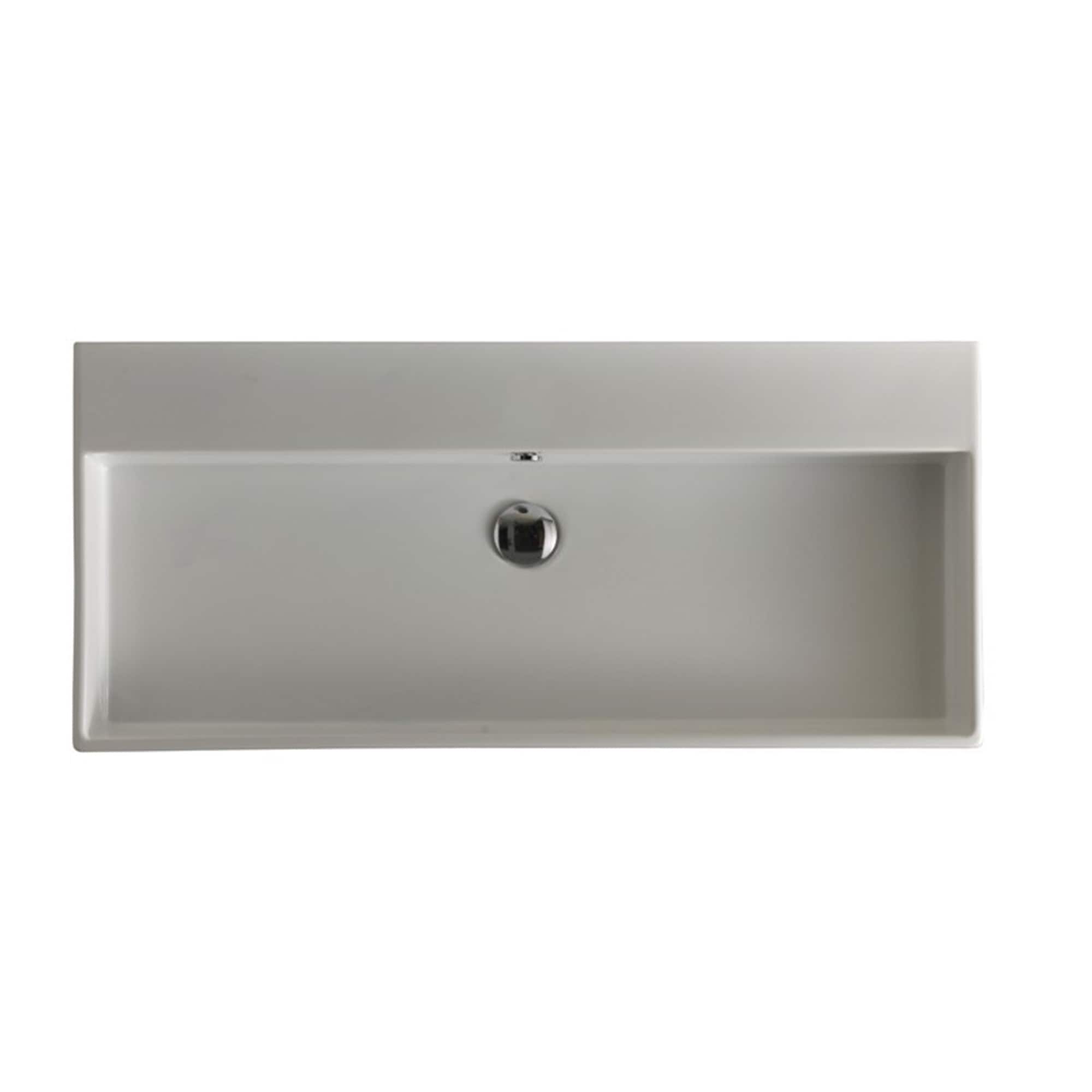 WS Bath Collections UNLIMITED 100.00 Unlimited Ceramic Wall-mount Rectangular Modern Ceramic white Bathroom Sink ( 39.4-Inches x 17.7-Inches )