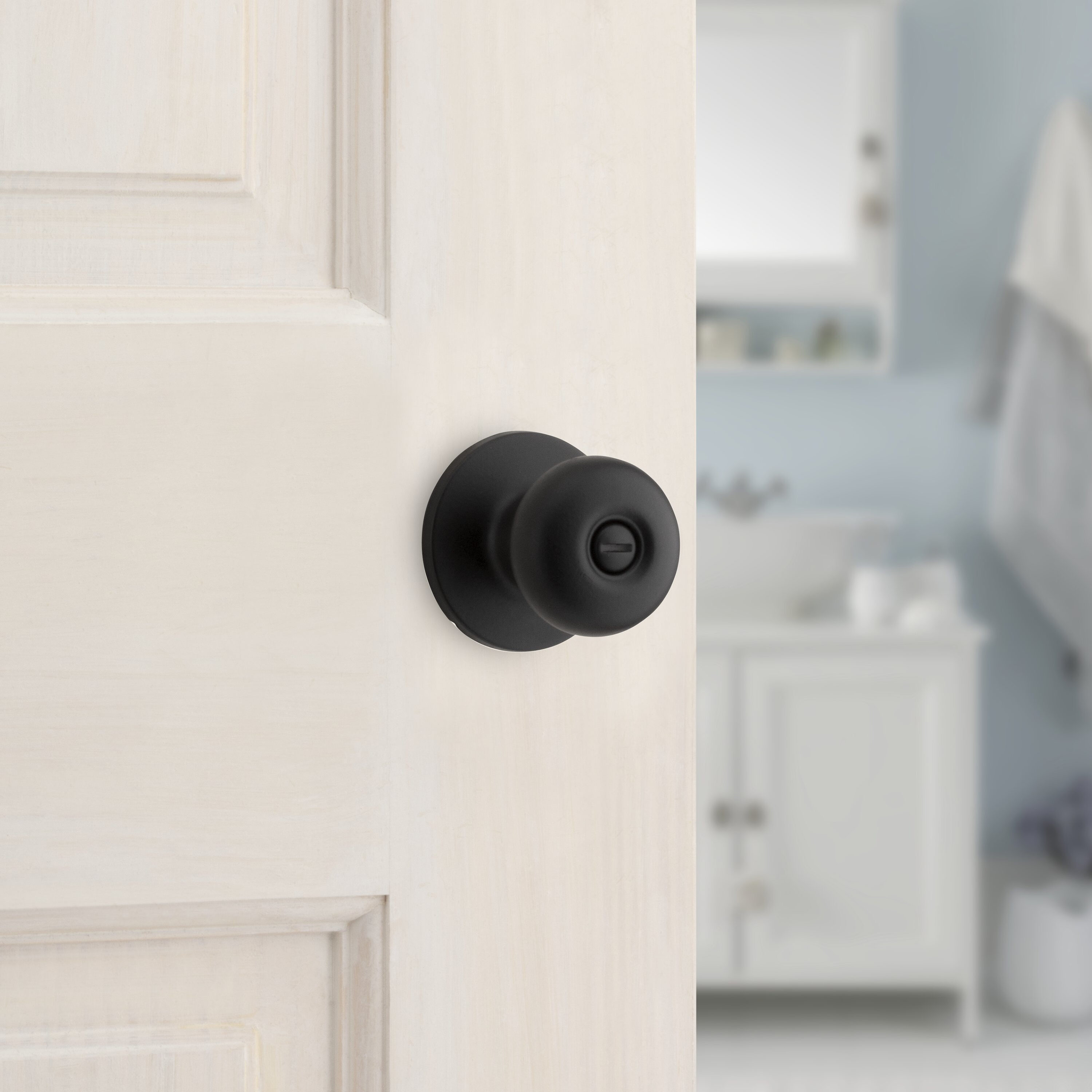 RELIABILT Baron Matte Black Interior Bed/Bath Privacy Door Knob