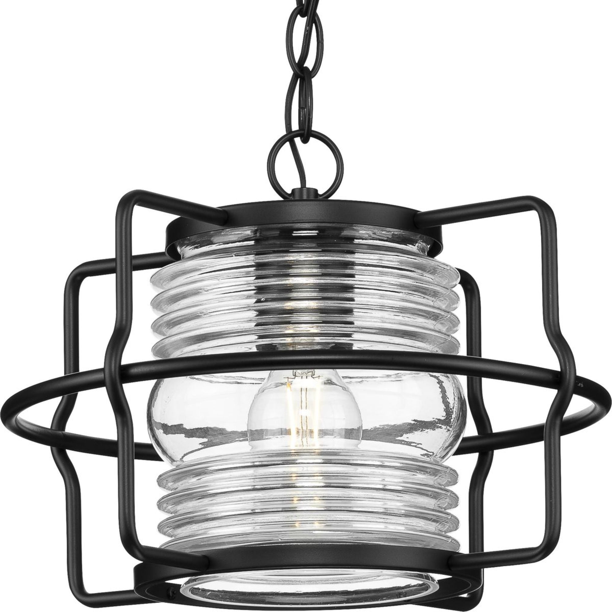Keegan 13" Matte Black Glass Outdoor Hanging Lantern