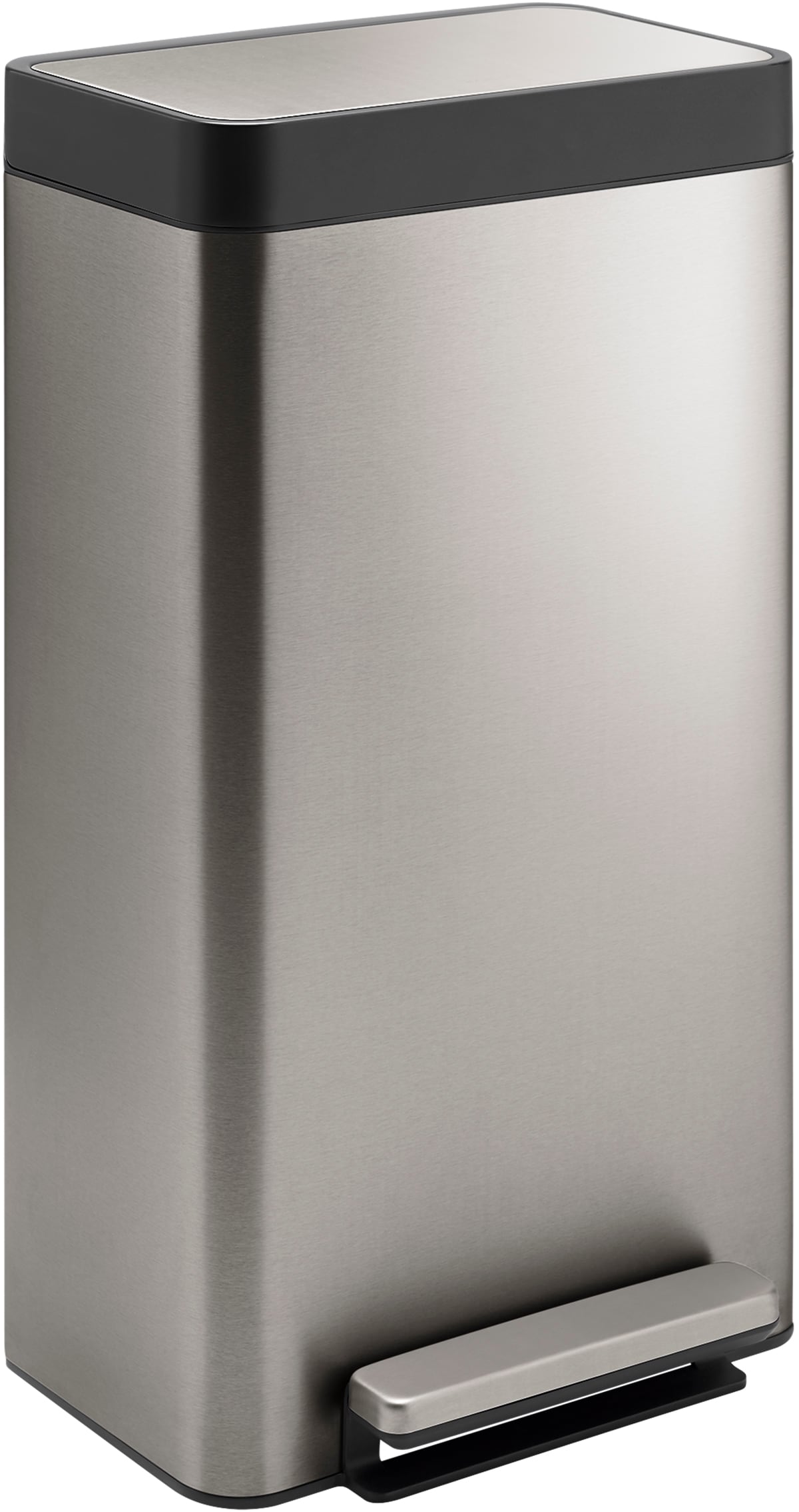 Simplify Slim Rectangular 5 Liter Pedal Trash Bin with Soft Close Lid in Stainless Steel