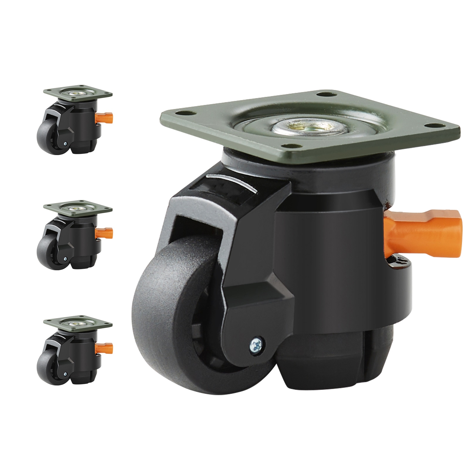 Mecale 4-Pack 2-in Nylon Swivel Leveling Casters with 1100-lb Total Capacity and Adjustable Feet