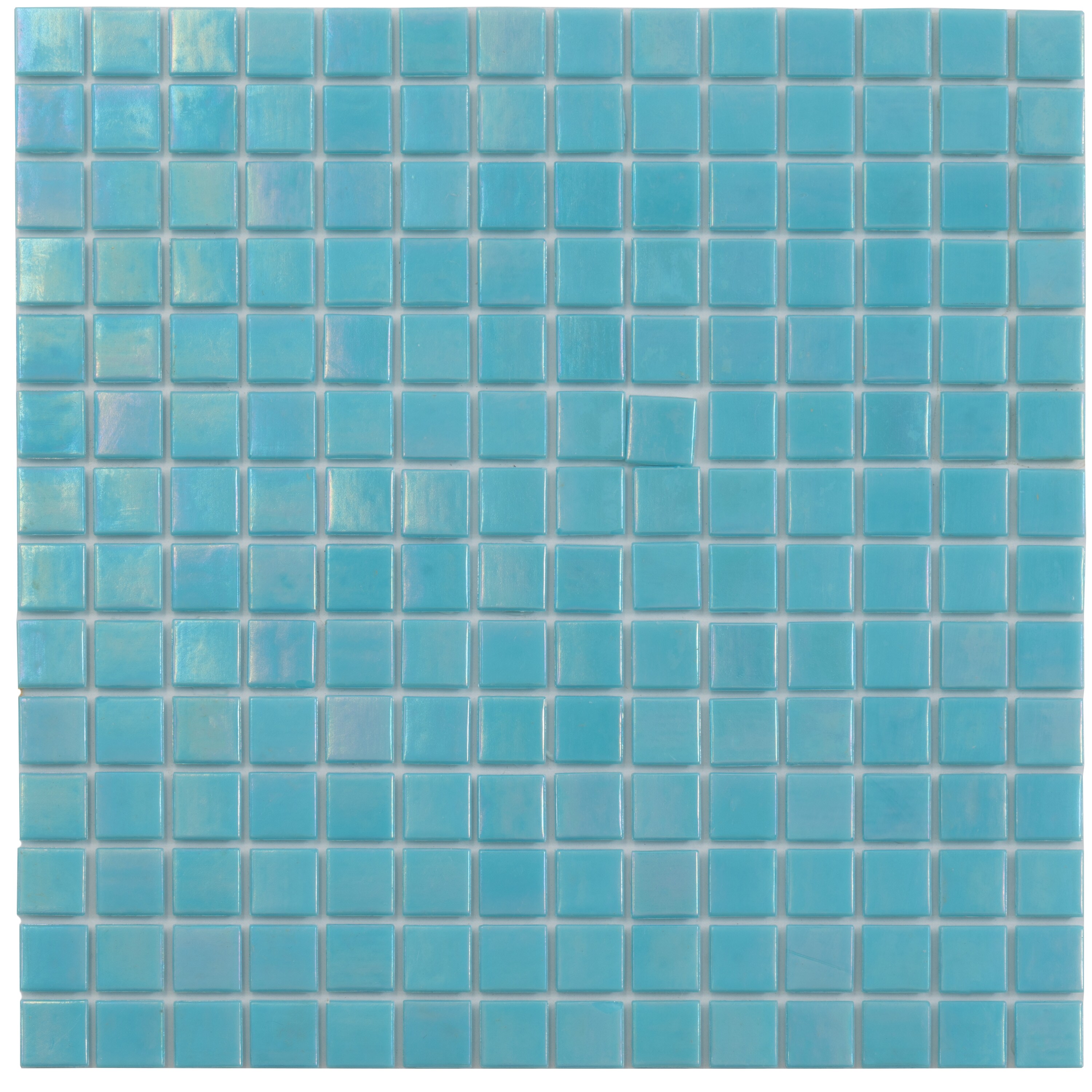 Cyan Blue Iridescent Glass Mosaic Wall and Floor Tile