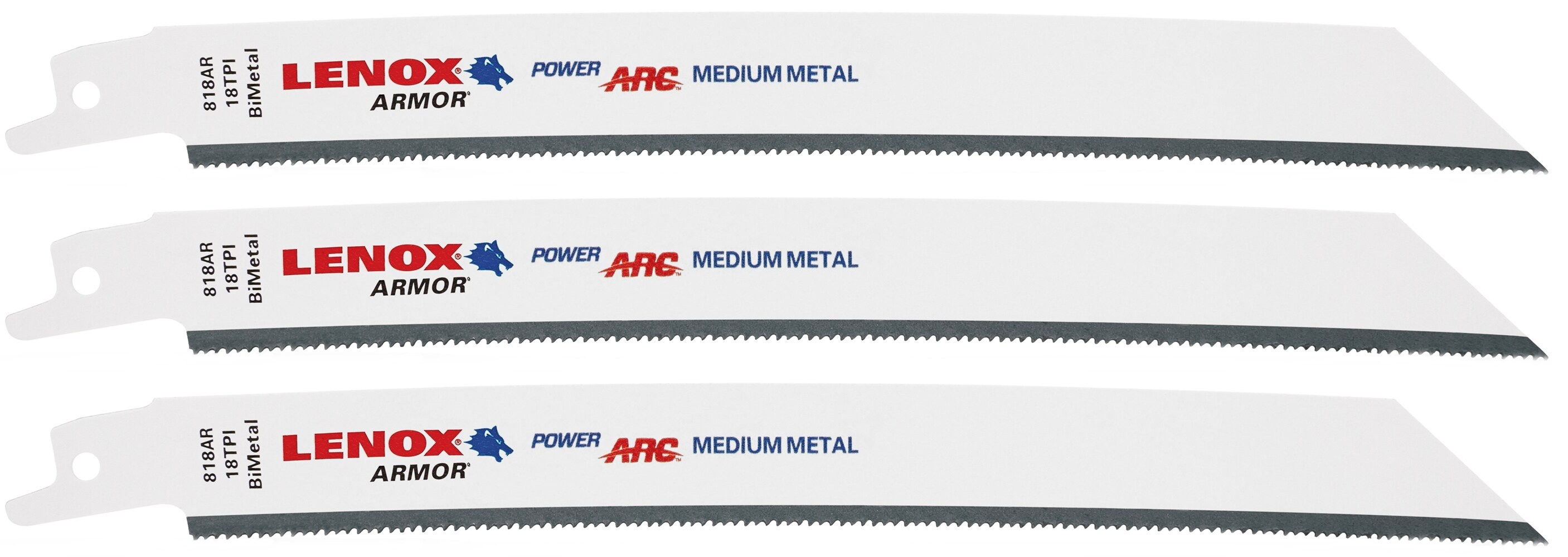 LENOX 1958472 Armor Power Arc Curved Bi-metal 8-in 18 Tpi Metal Cutting Reciprocating Saw Blade (3-Pack)