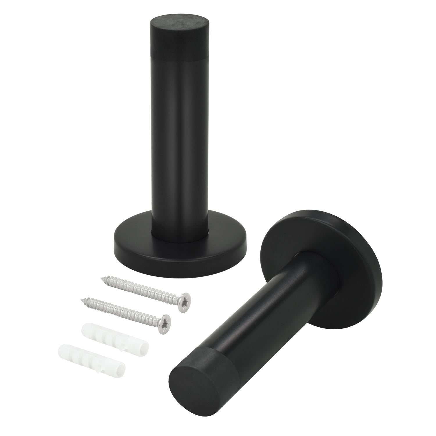 Nuk3y DSIX13-BK 3-1/8-in Matte Black Contemporary Round Wall Mounted Door Stop 10-Pack