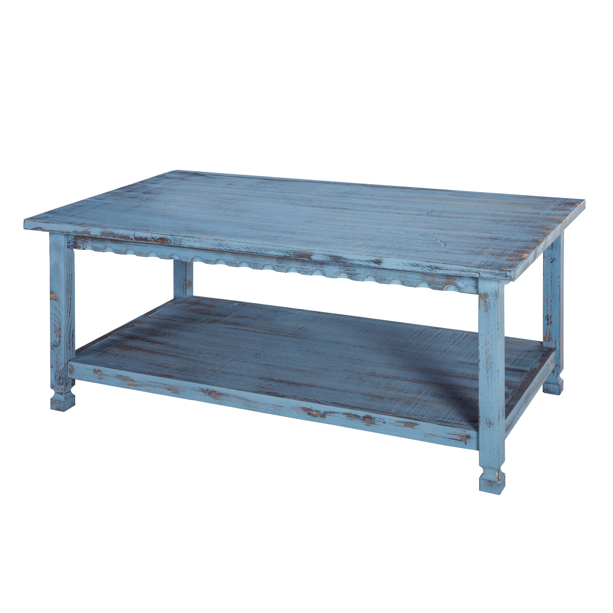 Alaterre Furniture ACCA11BA Bkue Antique Pine Wood Country Coffee Table