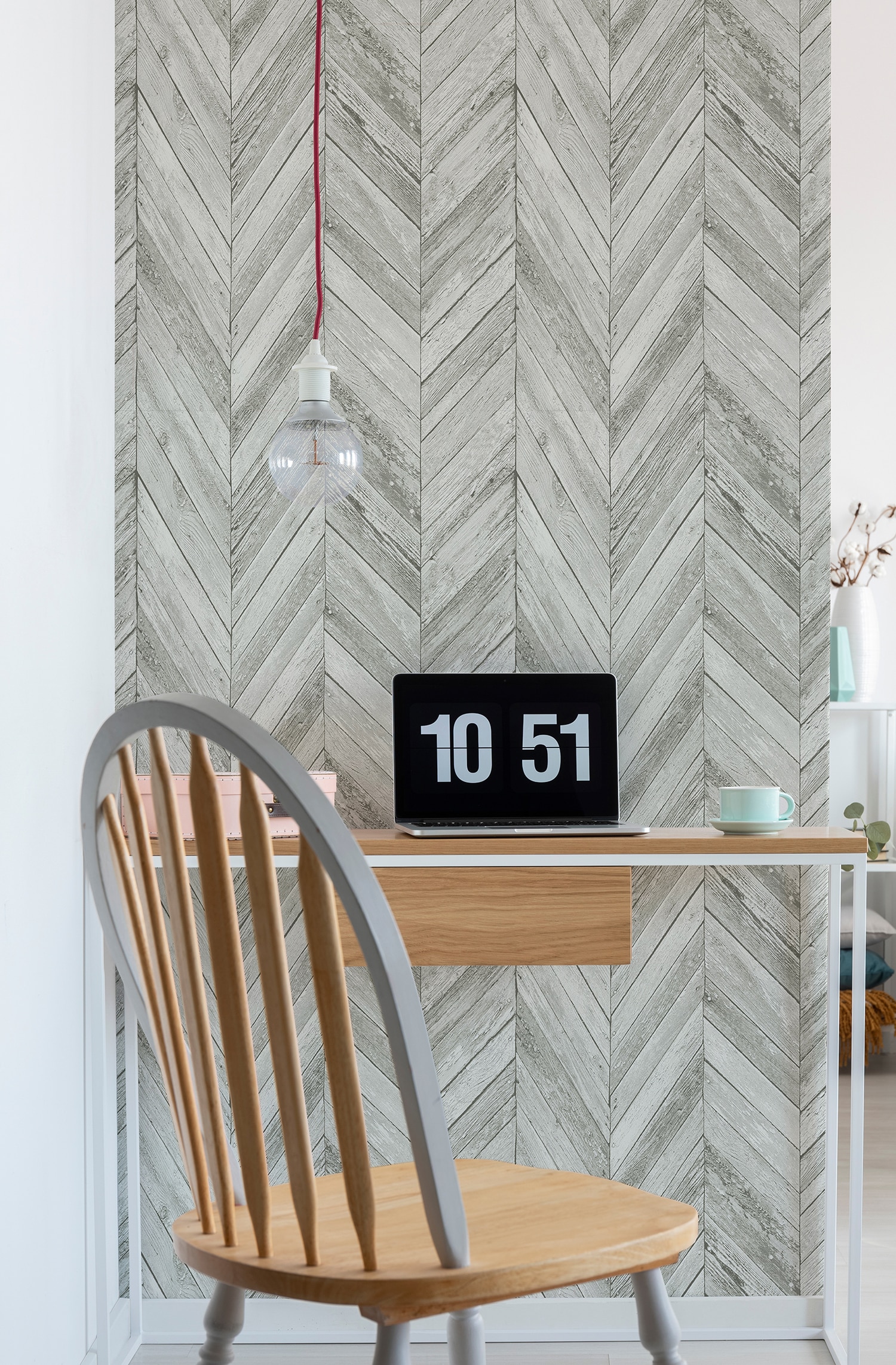 Grey Herringbone Wallpaper - Self Adhesive - The Wallberry