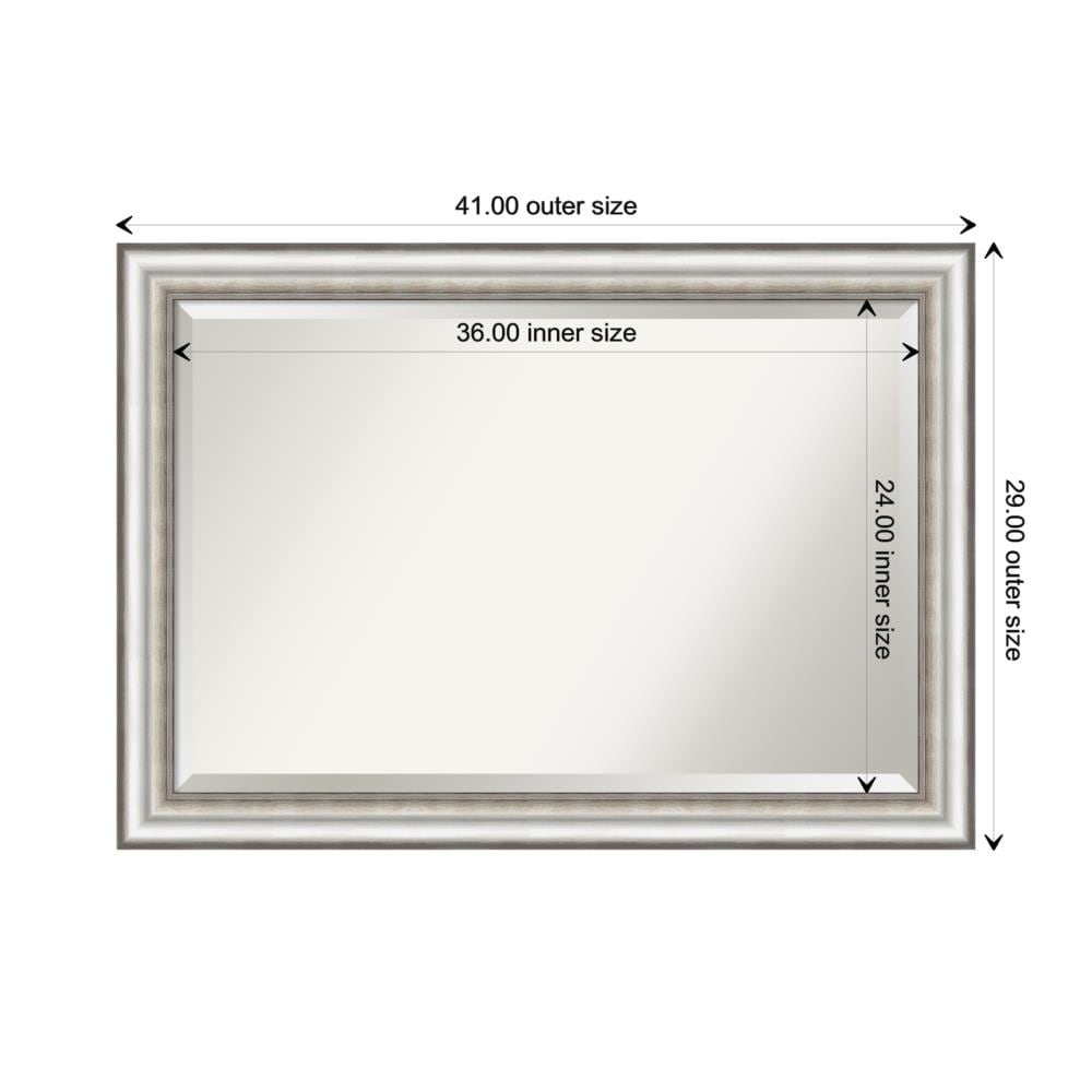 Salon Silver Embossed 41" x 29" Rectangular Bathroom Vanity Mirror