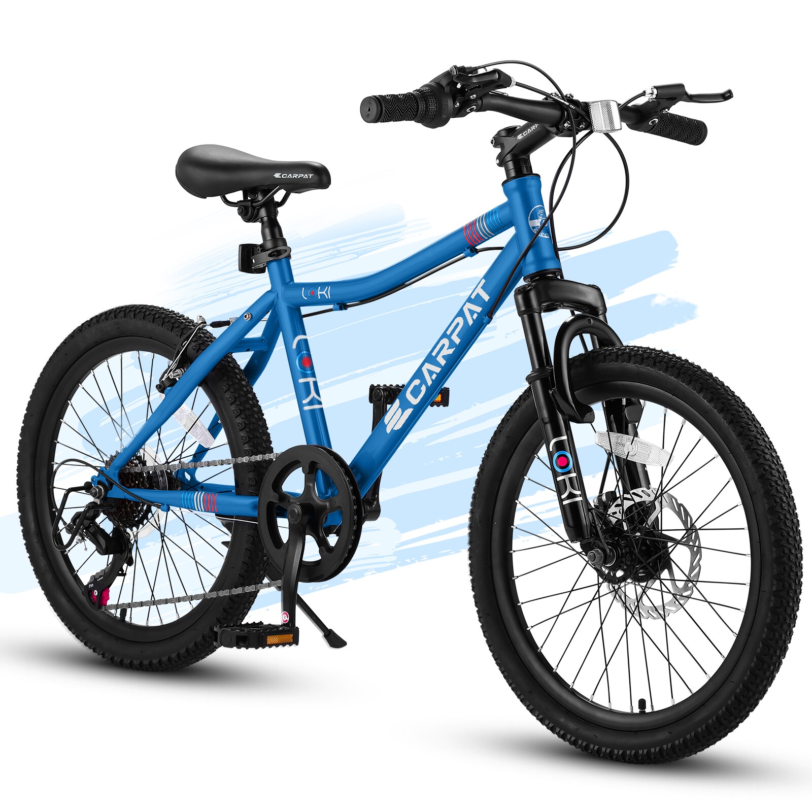 KTMBDW 20 Inch Kids Mountain Bike for 6-12 Year Old - 7 Speeds Mountain Bicycles with Front Suspension Disc Brake Rear V-Brake (Blue)