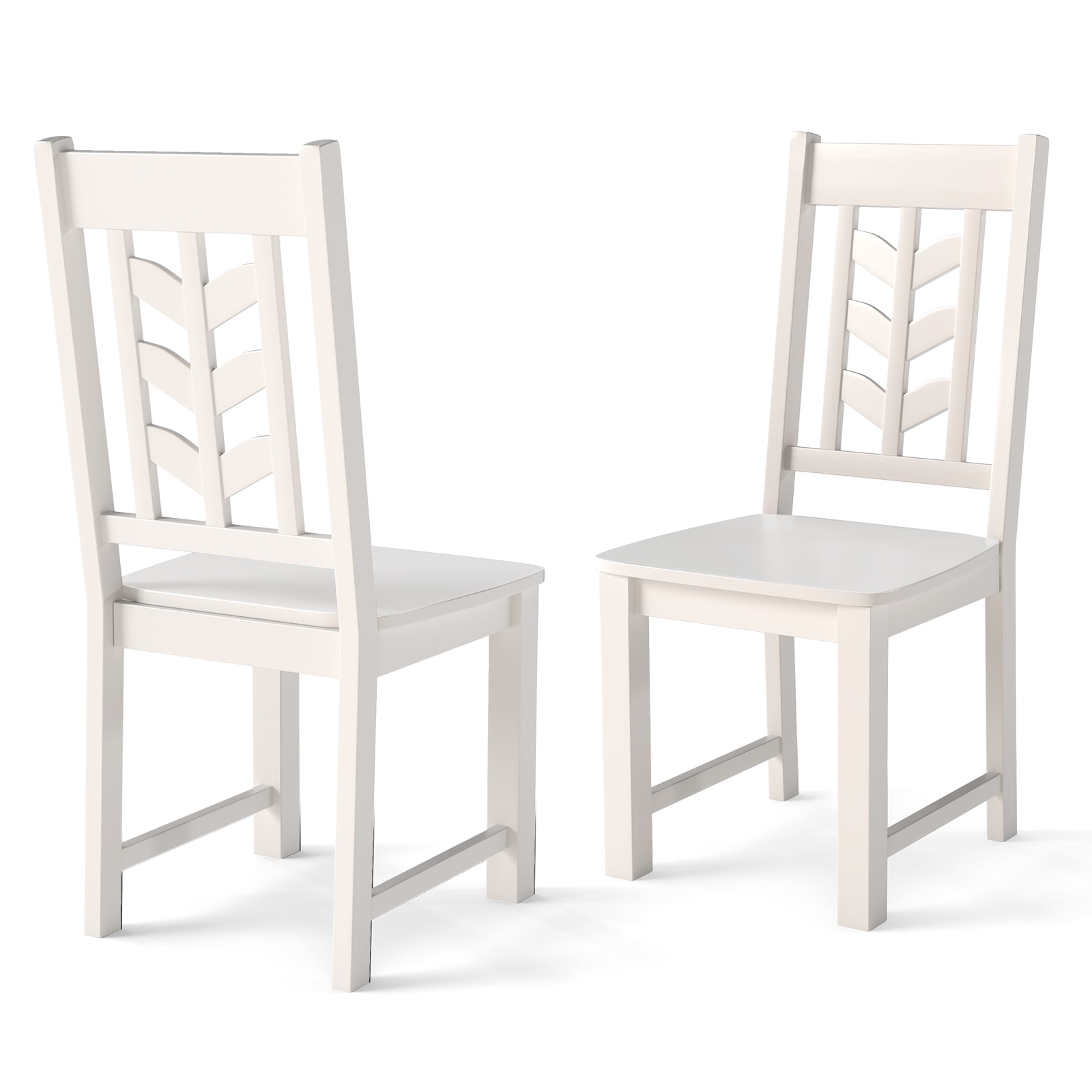 Slickblue D-CO-HW34875CK Set of 2 Rustic Brown/Black/White Wooden Dining Chairs Leaf Back Design Tall Backrest for Kitchen Table or Dining Room Use (Rubber Wood Frame)