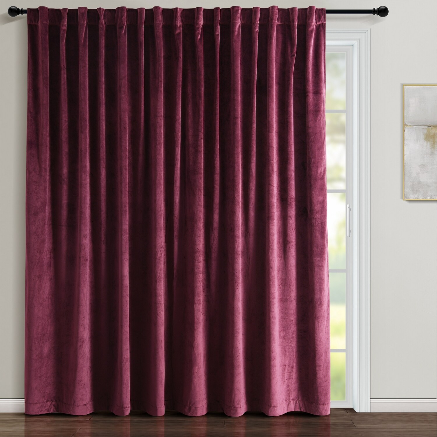 PLUM WITH GOLD HANGING CHANDELIERS & STRIPES BATH MAT