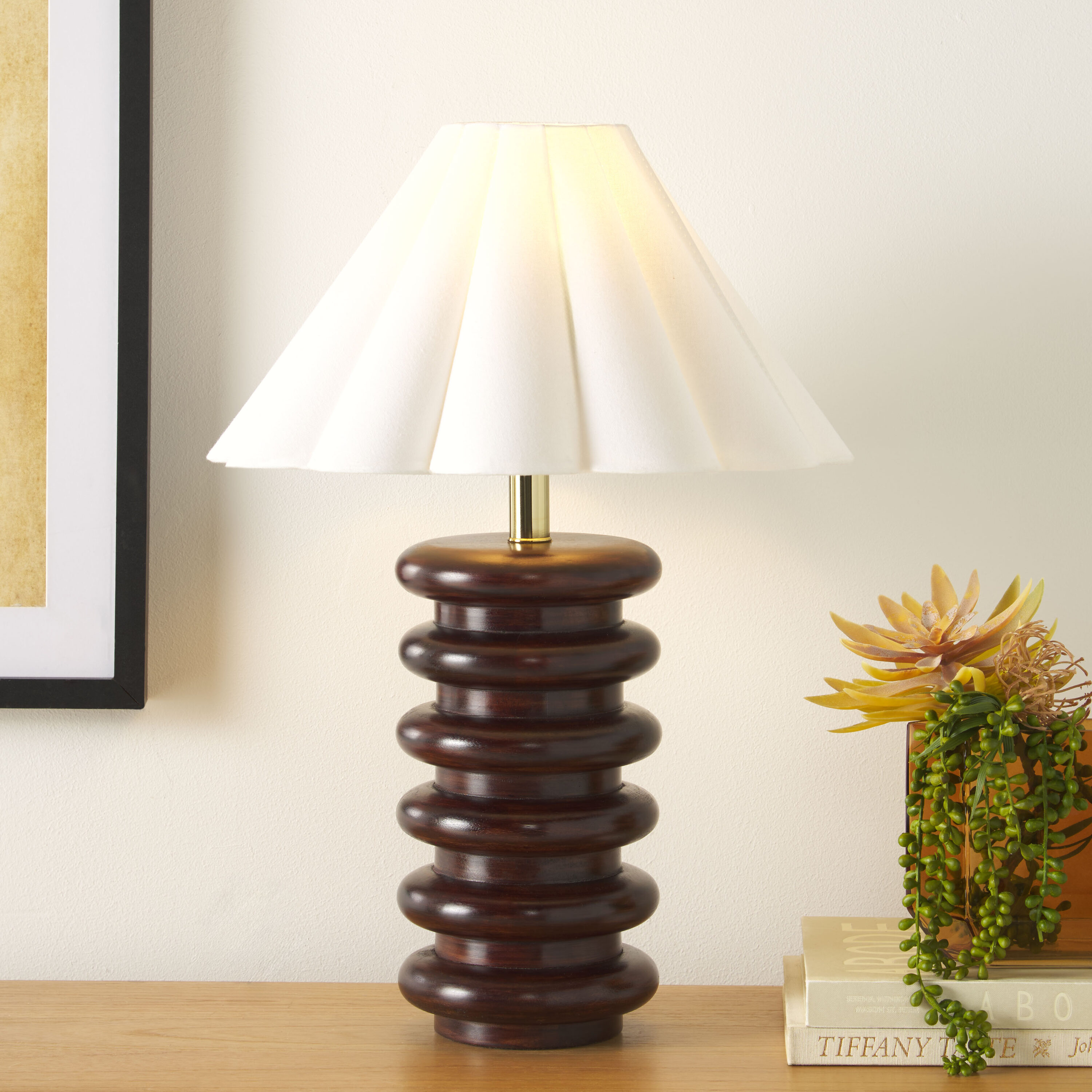 Safavieh TBL2022A Table Lamps 23-in Brown LED Incandescent On/Off switch Table Lamp with Fabric Shade