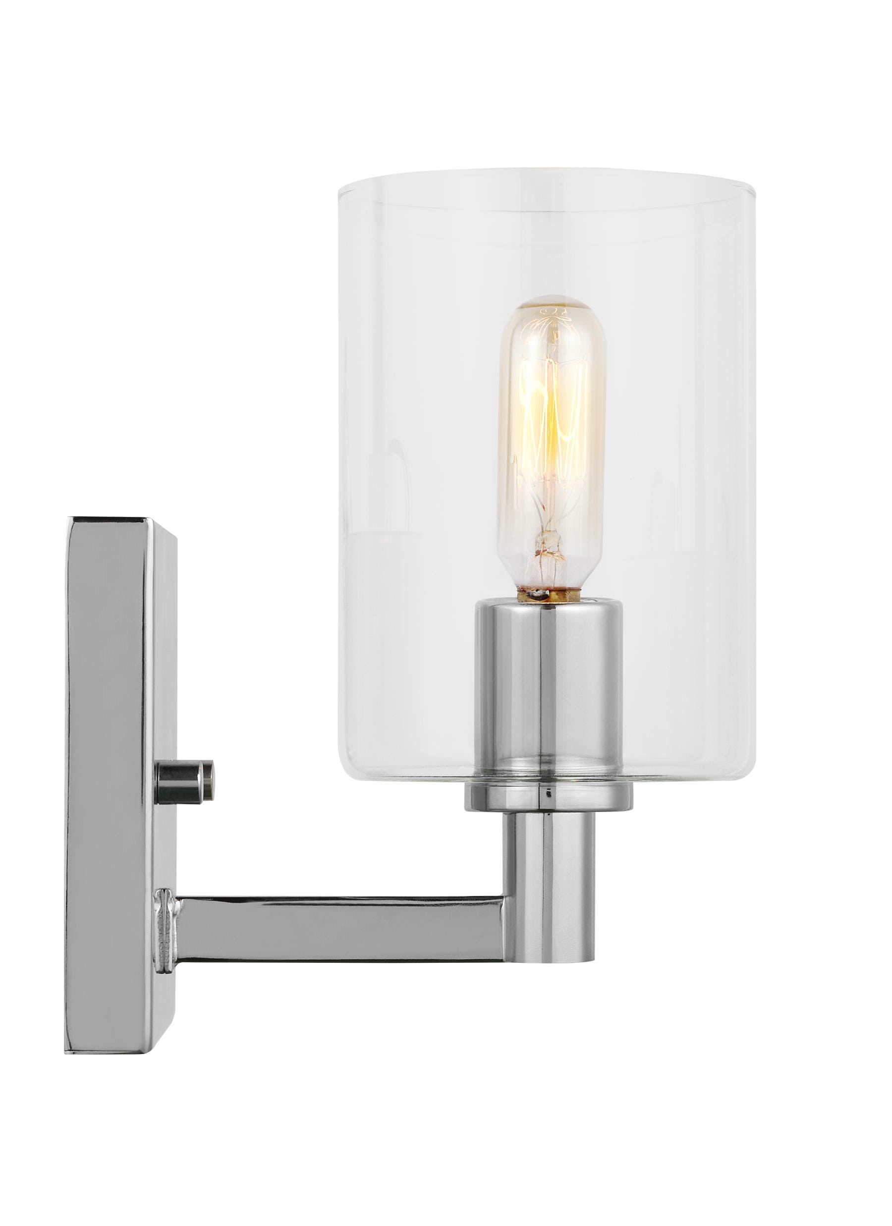 Chrome Cylinder Clear Glass Wall Sconce