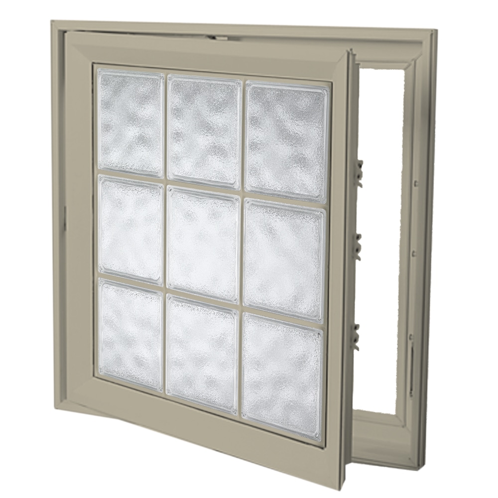 Hy-Lite 8CSUS2929TNGLH Frosted 29-1/2-in x 29-1/2-in x Tan Left-Handed Vinyl Casement Window Tempered Glass with Grids ( Full Screen Included )