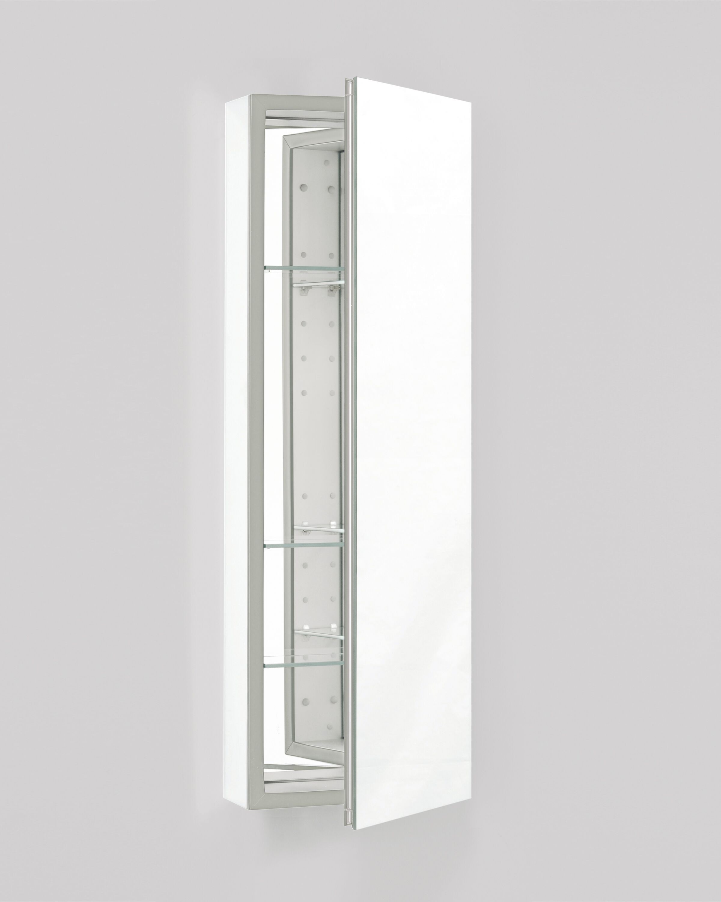 Robern PL Series 15.25-in x 30-in Rectangle Surface Mirrored Medicine Cabinet with Outlet