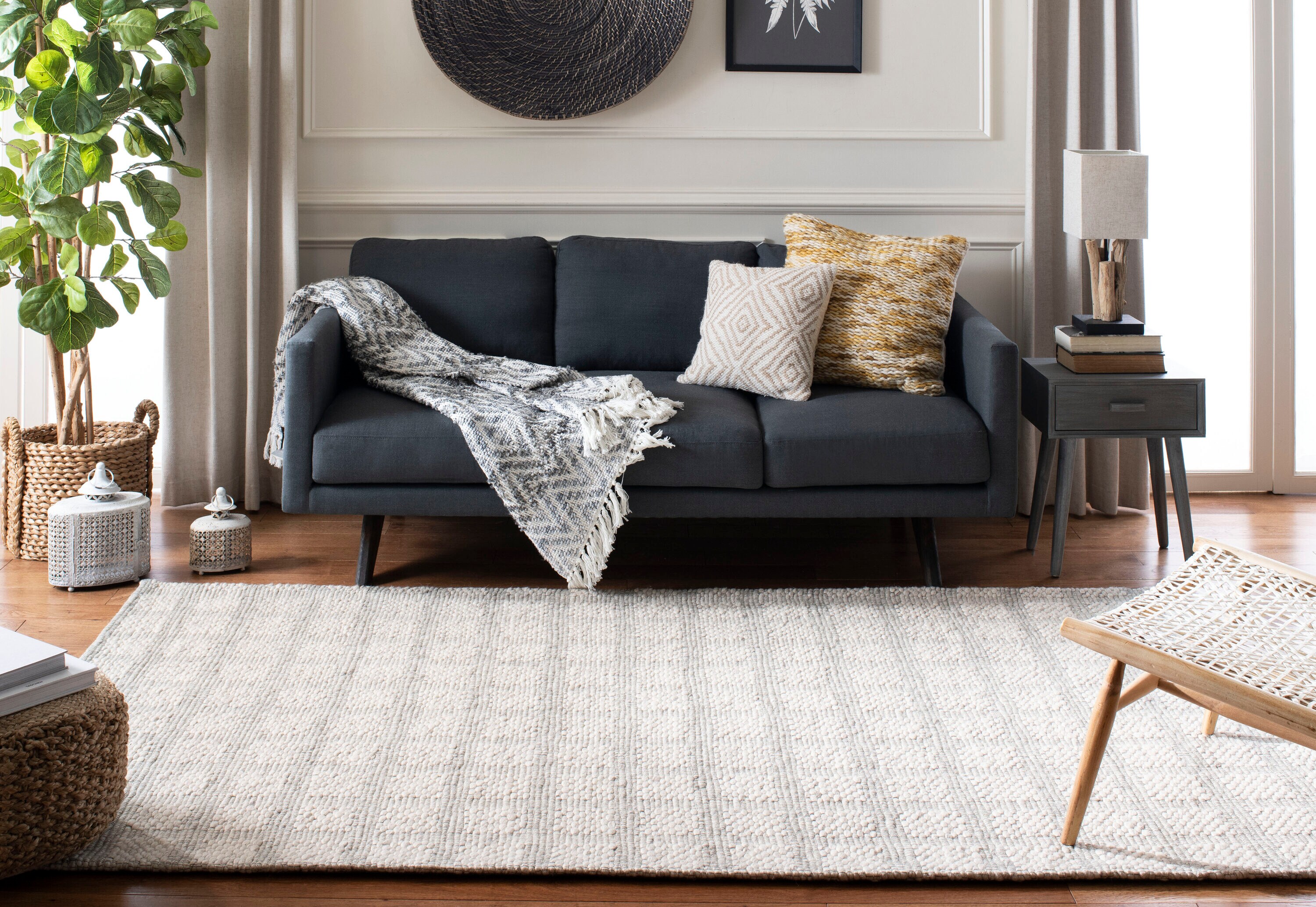 5 x 8 (ft) Loomed Beige Rectangular Indoor Geometric Professionally Clean Only Area rug