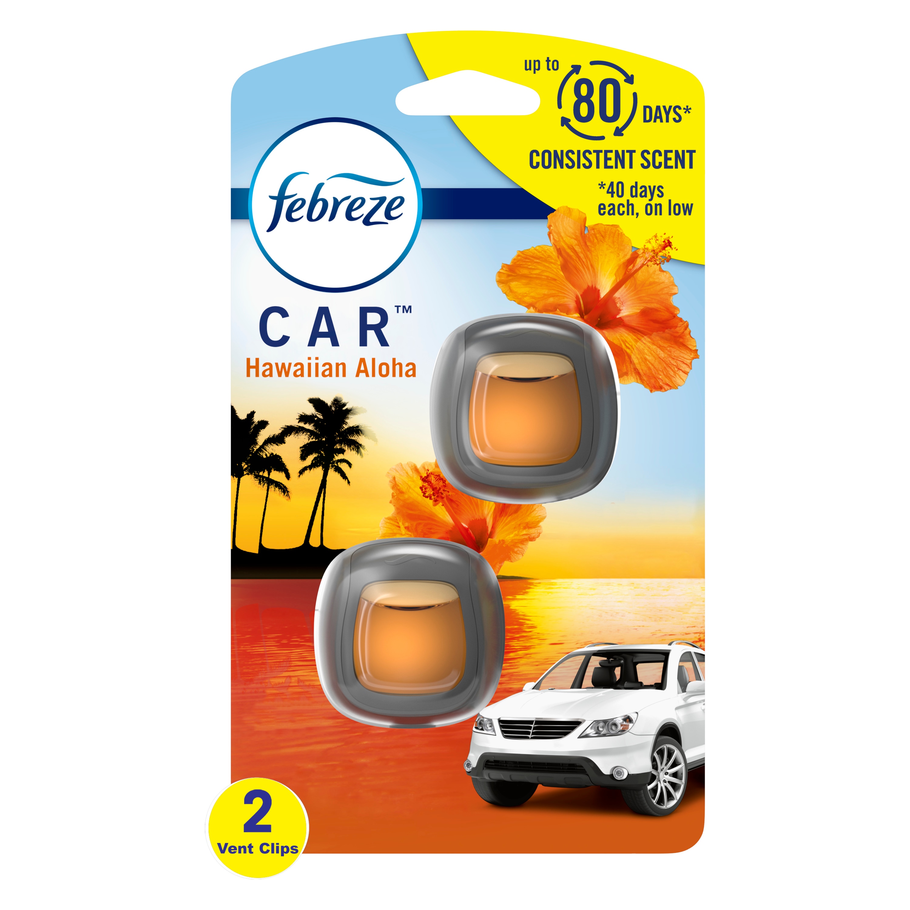 Febreze Car Air Freshener, Set of 5 Clips, Linen & Sky - up to 150 Days -  NEW 