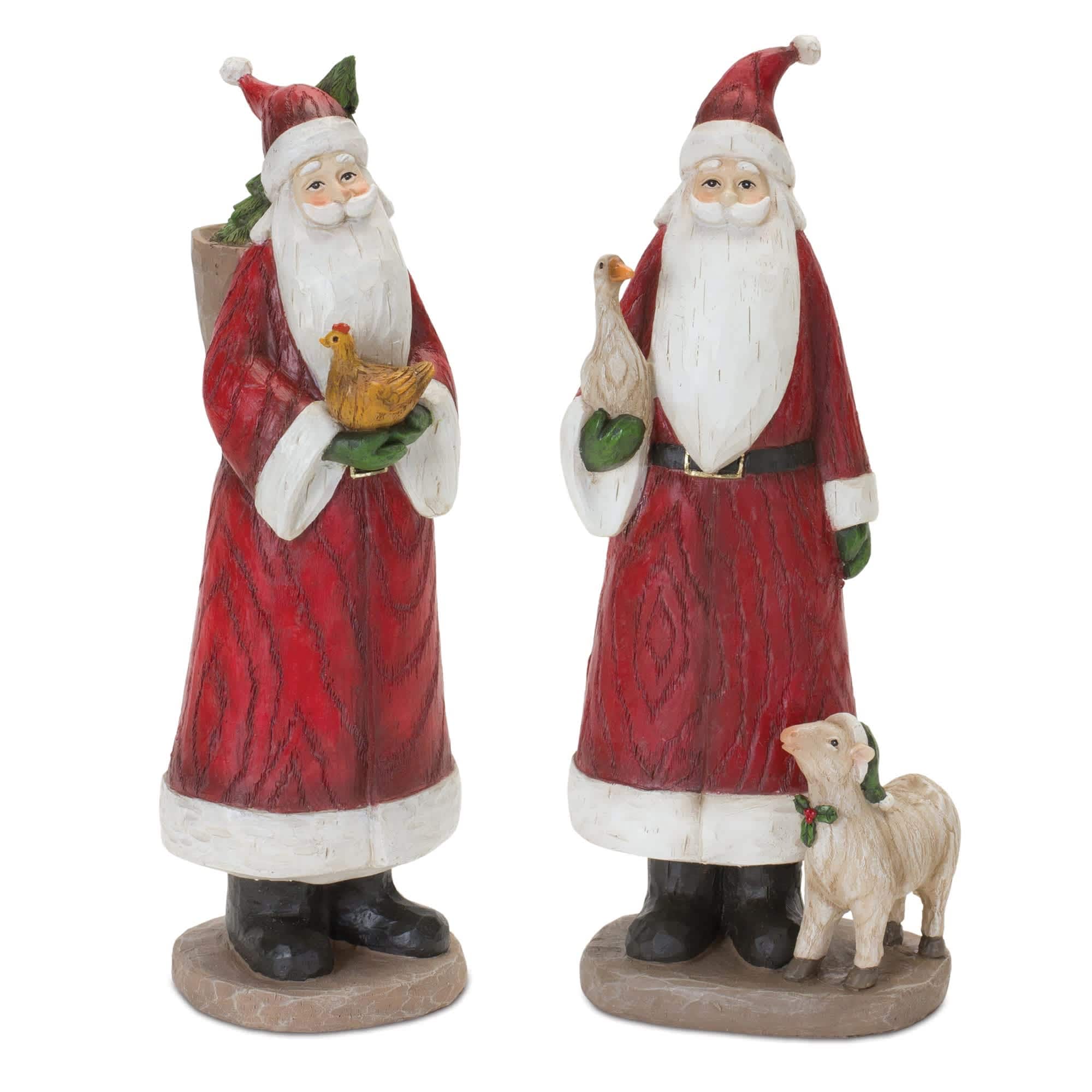 Melrose International 87157DS Santa w/Animals (2 Asst) 11H Resin